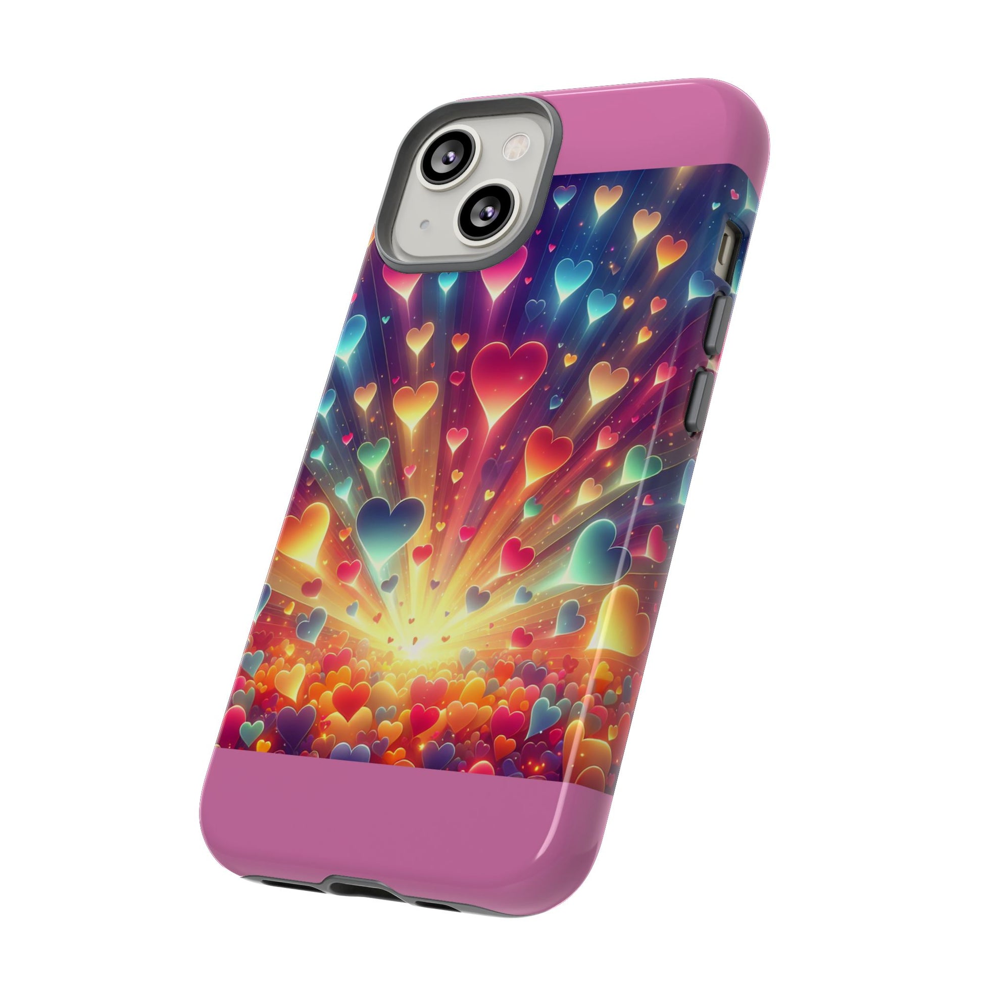 Colorful Love Phone Case, Heart Design, Cute Gift, Smartphone Accessory, Valentine's Day, Birthday Present, Colorful Hearts