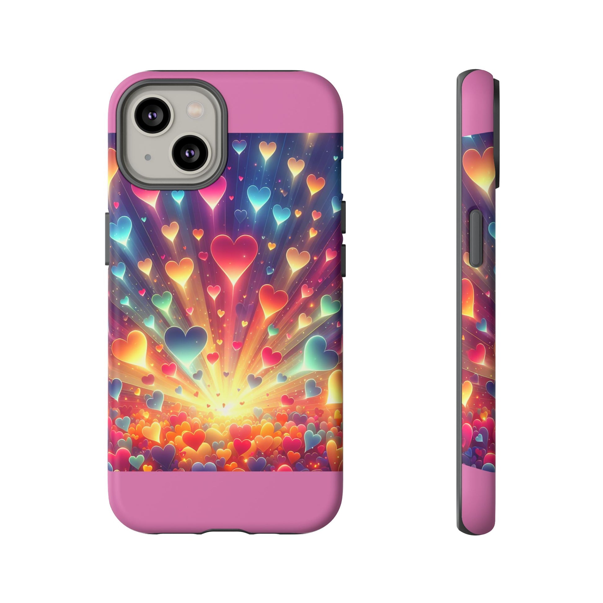 Colorful Love Phone Case, Heart Design, Cute Gift, Smartphone Accessory, Valentine's Day, Birthday Present, Colorful Hearts