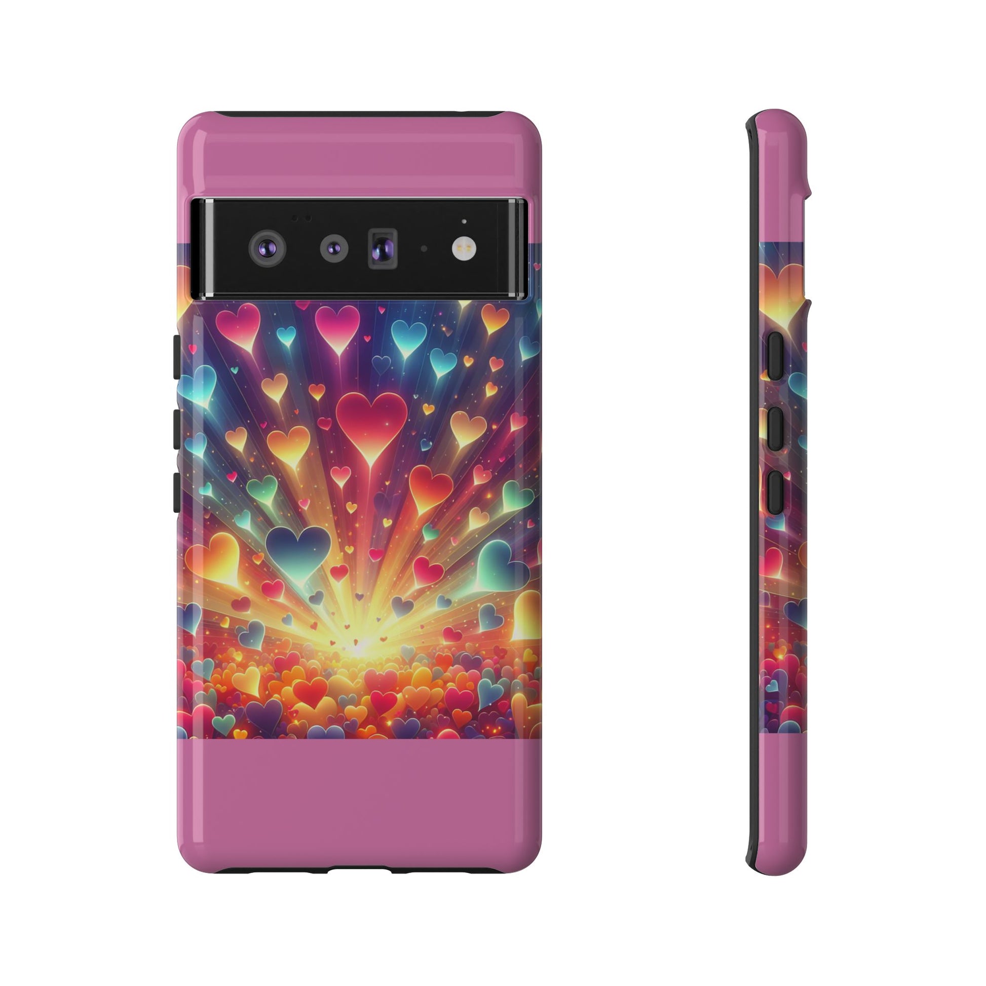 Colorful Love Phone Case, Heart Design, Cute Gift, Smartphone Accessory, Valentine's Day, Birthday Present, Colorful Hearts