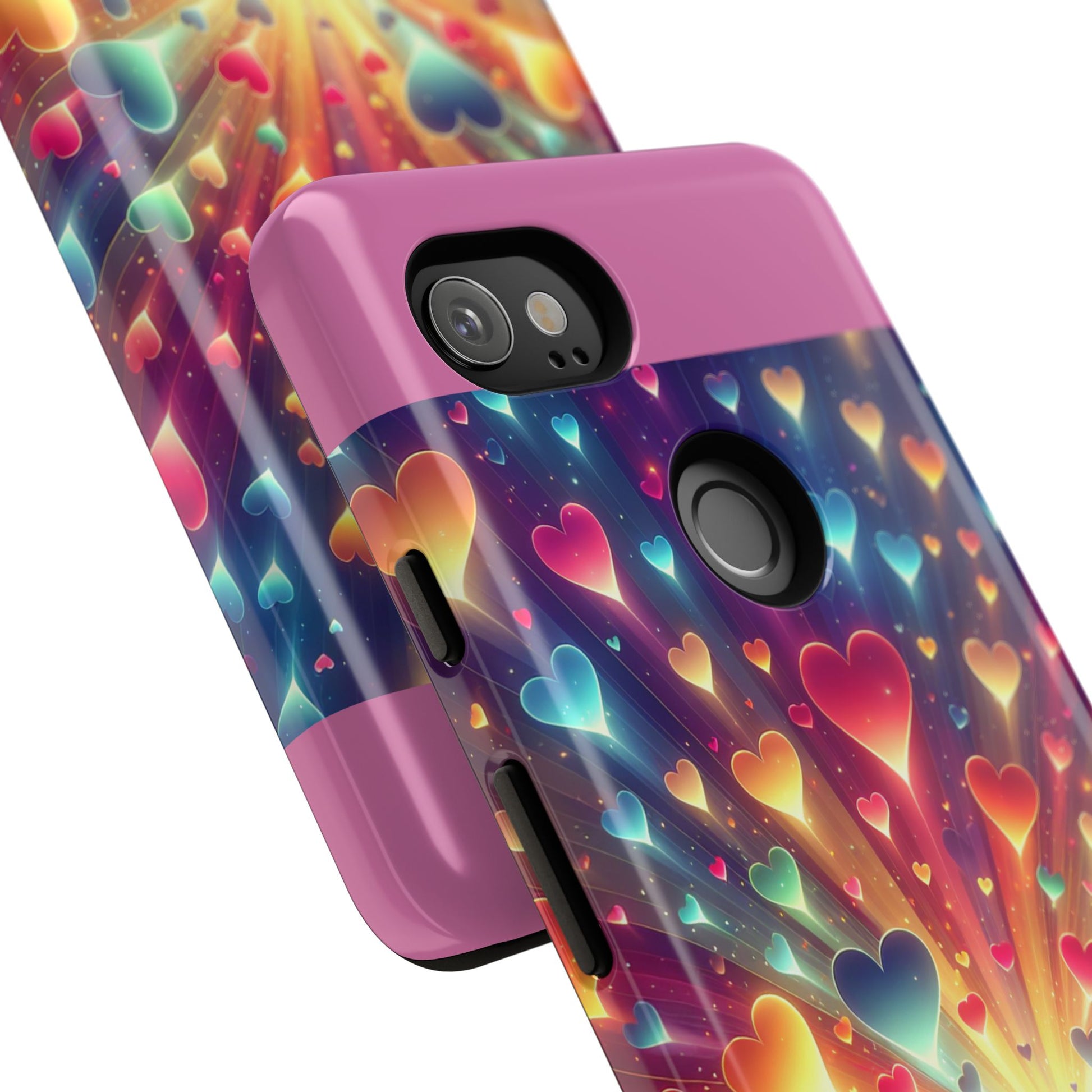 Colorful Love Phone Case, Heart Design, Cute Gift, Smartphone Accessory, Valentine's Day, Birthday Present, Colorful Hearts