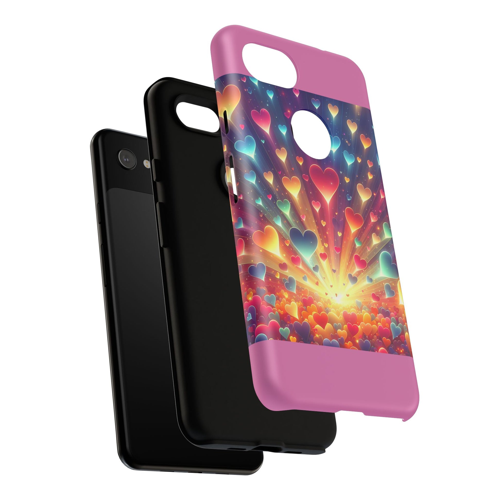 Colorful Love Phone Case, Heart Design, Cute Gift, Smartphone Accessory, Valentine's Day, Birthday Present, Colorful Hearts