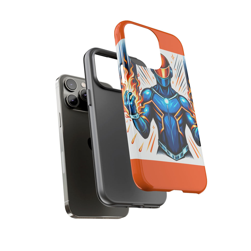 Vibrant Phone Case Featuring Fire-Themed Superhero Design, Durable and Stylish Gift for Gamers, Comic Lovers, and Tech Enthusiasts