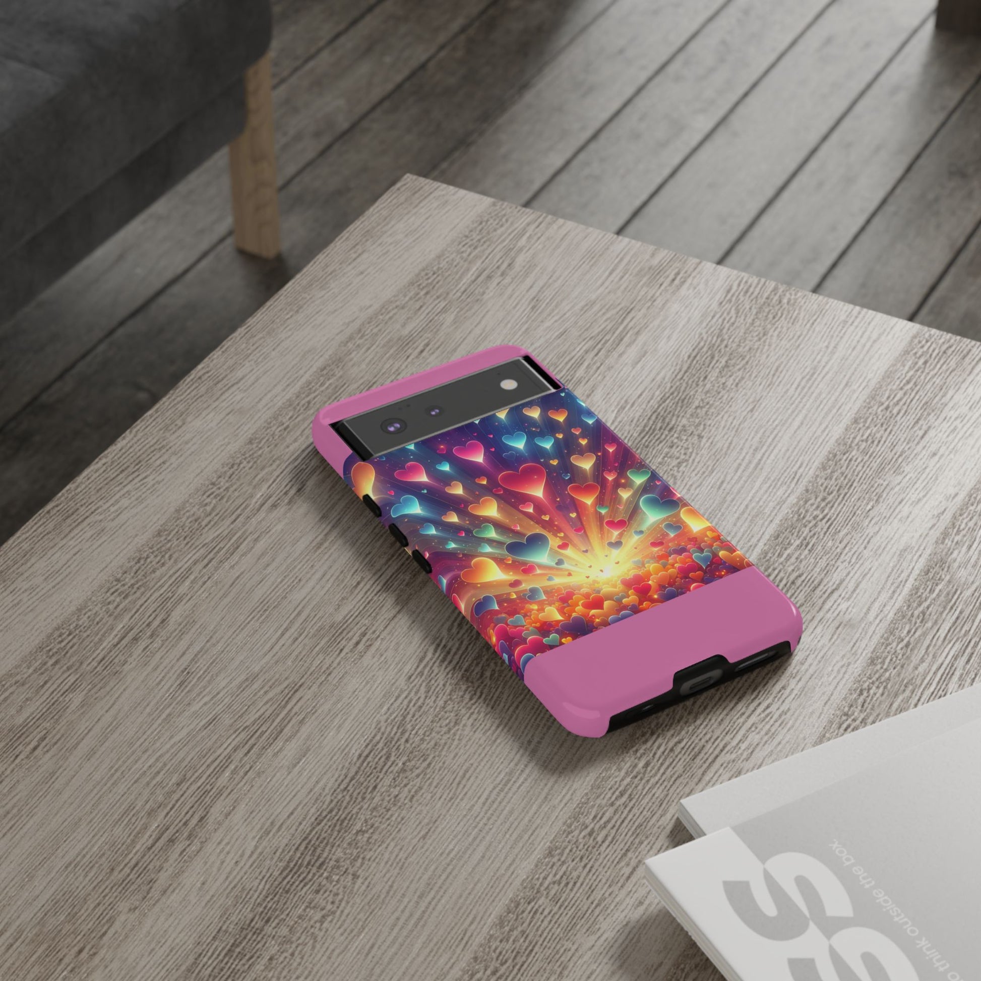 Colorful Love Phone Case, Heart Design, Cute Gift, Smartphone Accessory, Valentine's Day, Birthday Present, Colorful Hearts