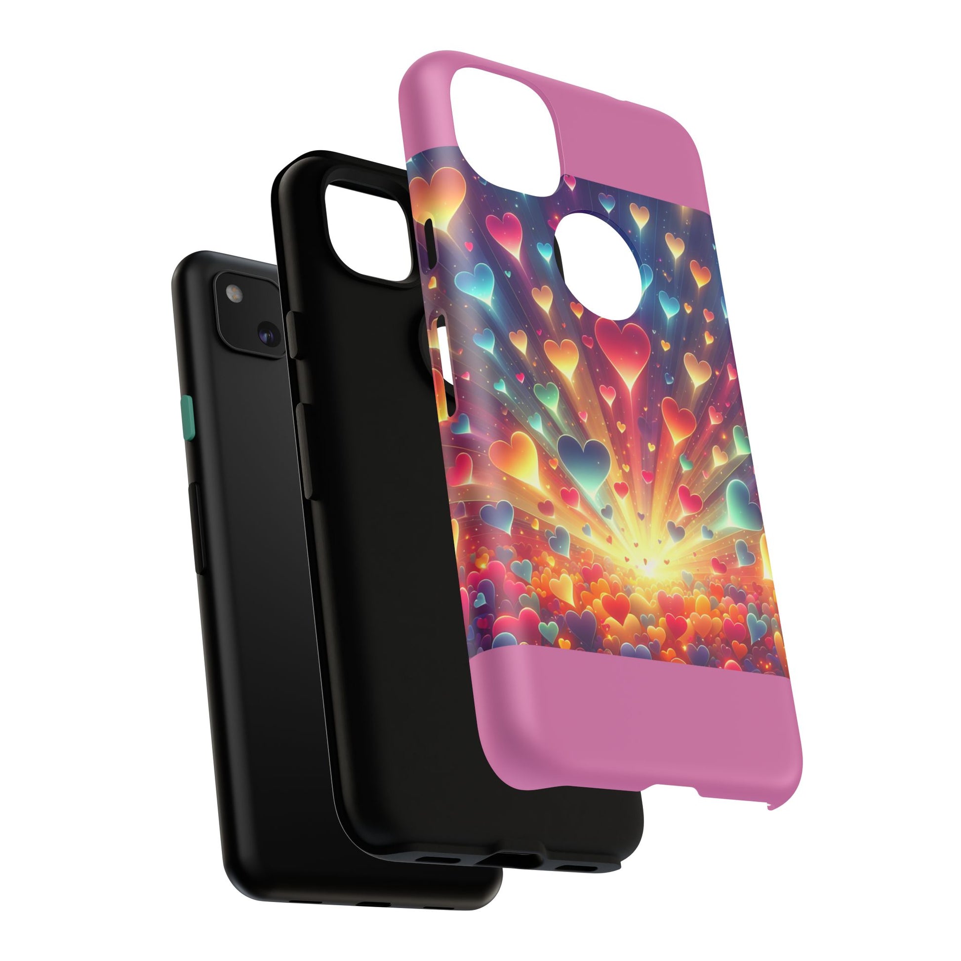 Colorful Love Phone Case, Heart Design, Cute Gift, Smartphone Accessory, Valentine's Day, Birthday Present, Colorful Hearts