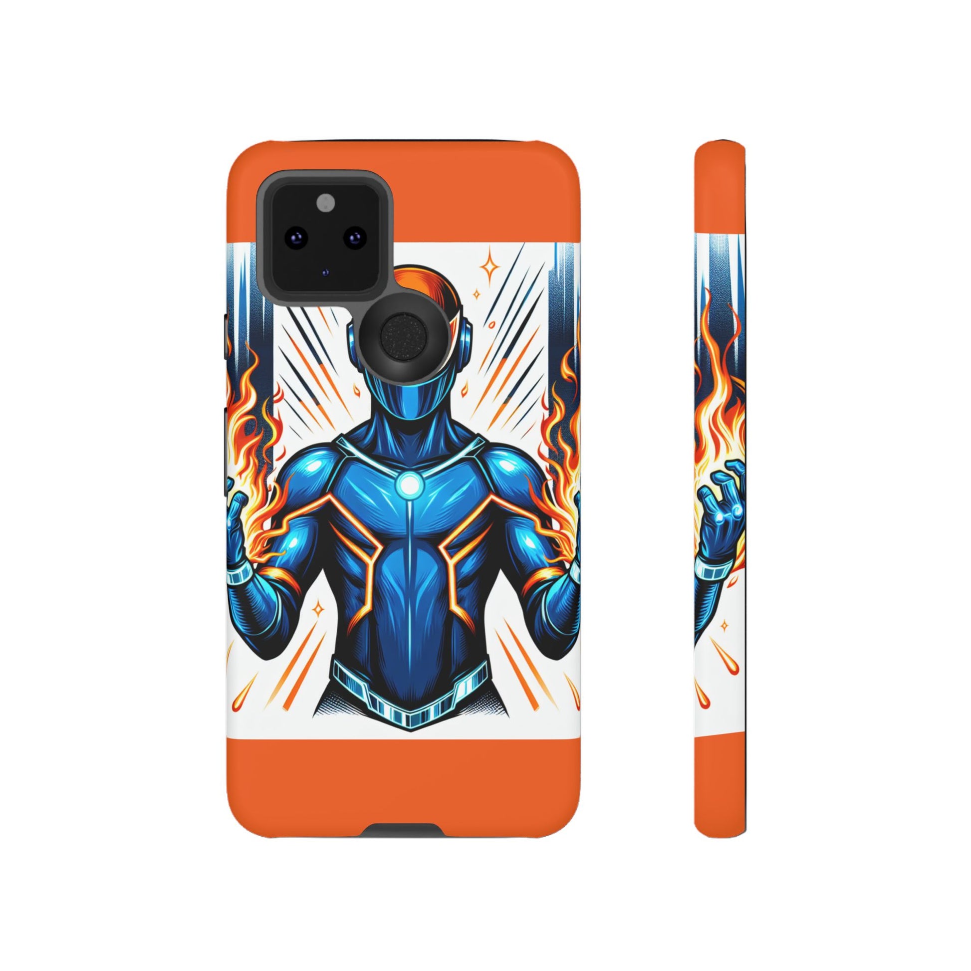 Vibrant Phone Case Featuring Fire-Themed Superhero Design, Durable and Stylish Gift for Gamers, Comic Lovers, and Tech Enthusiasts