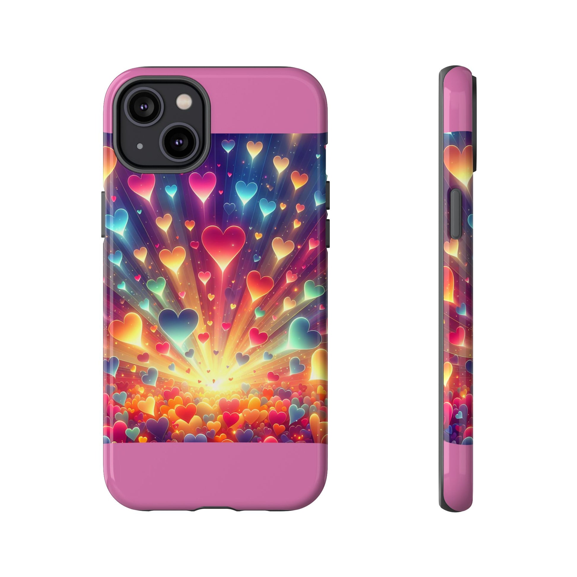 Colorful Love Phone Case, Heart Design, Cute Gift, Smartphone Accessory, Valentine's Day, Birthday Present, Colorful Hearts