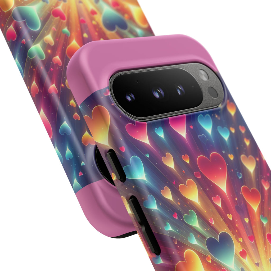 Colorful Love Phone Case, Heart Design, Cute Gift, Smartphone Accessory, Valentine's Day, Birthday Present, Colorful Hearts