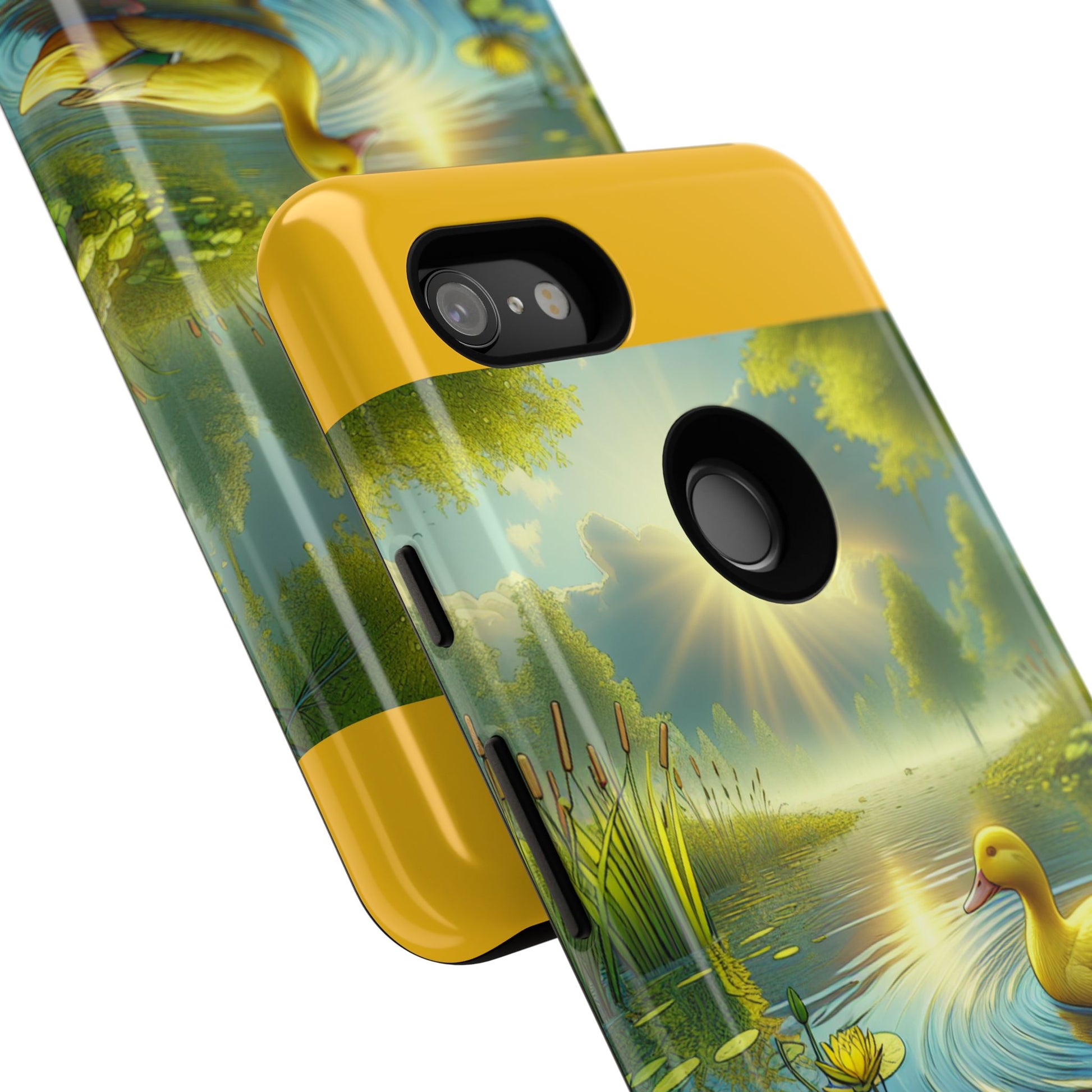 Beautiful Duck Pond Phone Case, Nature Lover Gift, Tough Case, Springtime Accessory, Eco-Friendly Phone Cover, Vibrant Artwork