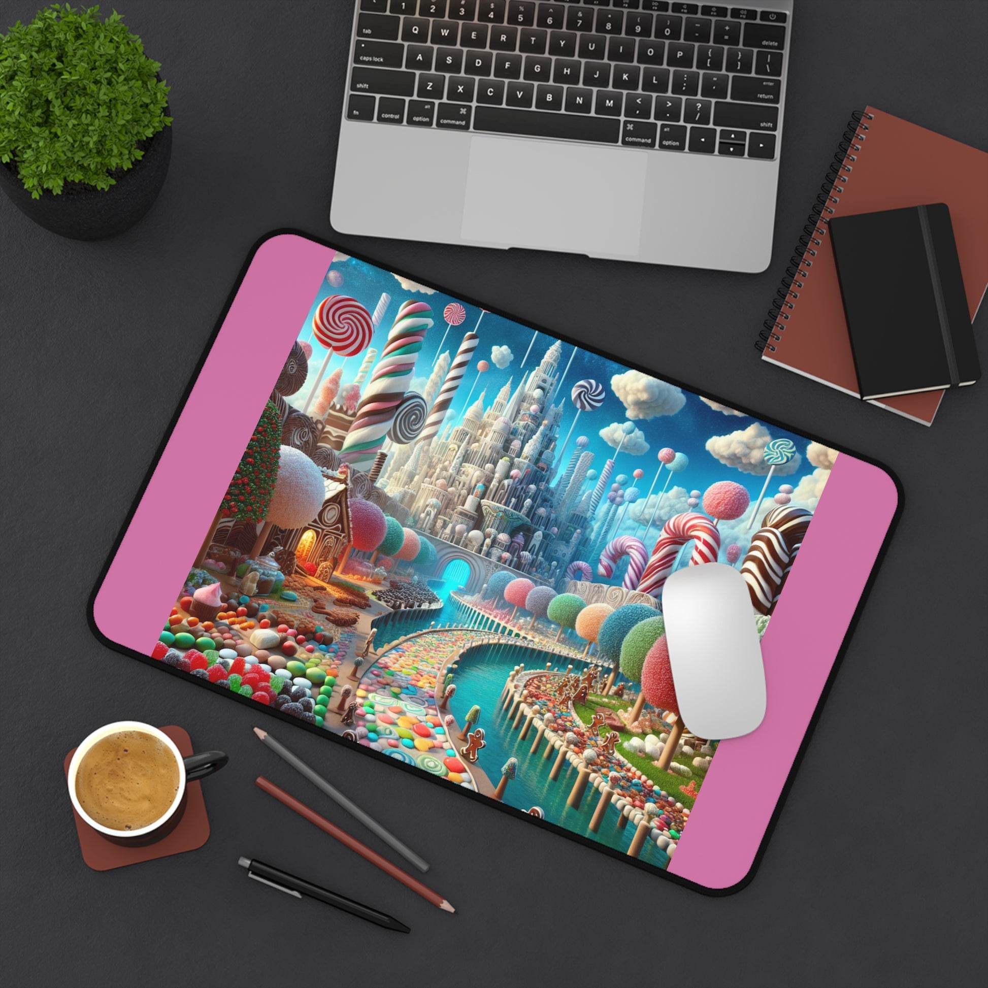Whimsical Candyland Desk Mat - Colorful Office Accessory for Kids, Fun Home Decor, Gaming Mat, Birthday Gift, Sweet Themed Workspace