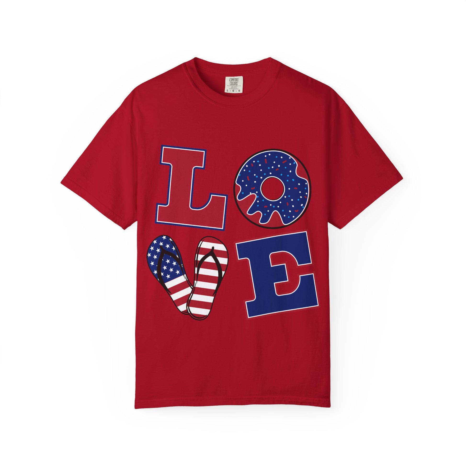 Patriotic Love T-Shirt | Unisex Garment-Dyed Tee, July 4th Celebration Top, Casual Wear, Holiday Apparel