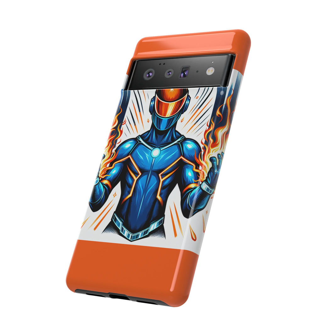 Vibrant Phone Case Featuring Fire-Themed Superhero Design, Durable and Stylish Gift for Gamers, Comic Lovers, and Tech Enthusiasts