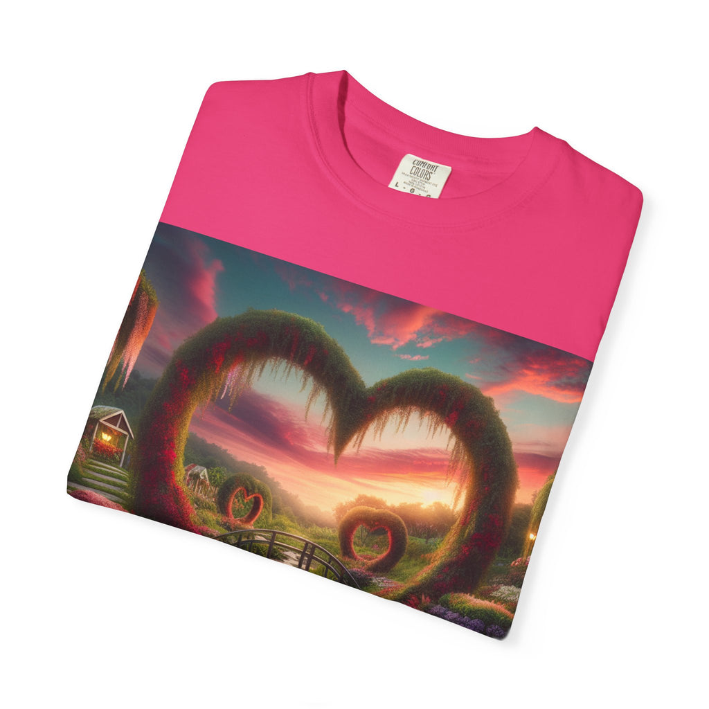Romantic Landscape T-Shirt, Unisex Love Tee, Heart Design Shirt, Perfect Gift for Couples, Valentine's Day, Anniversary Wear