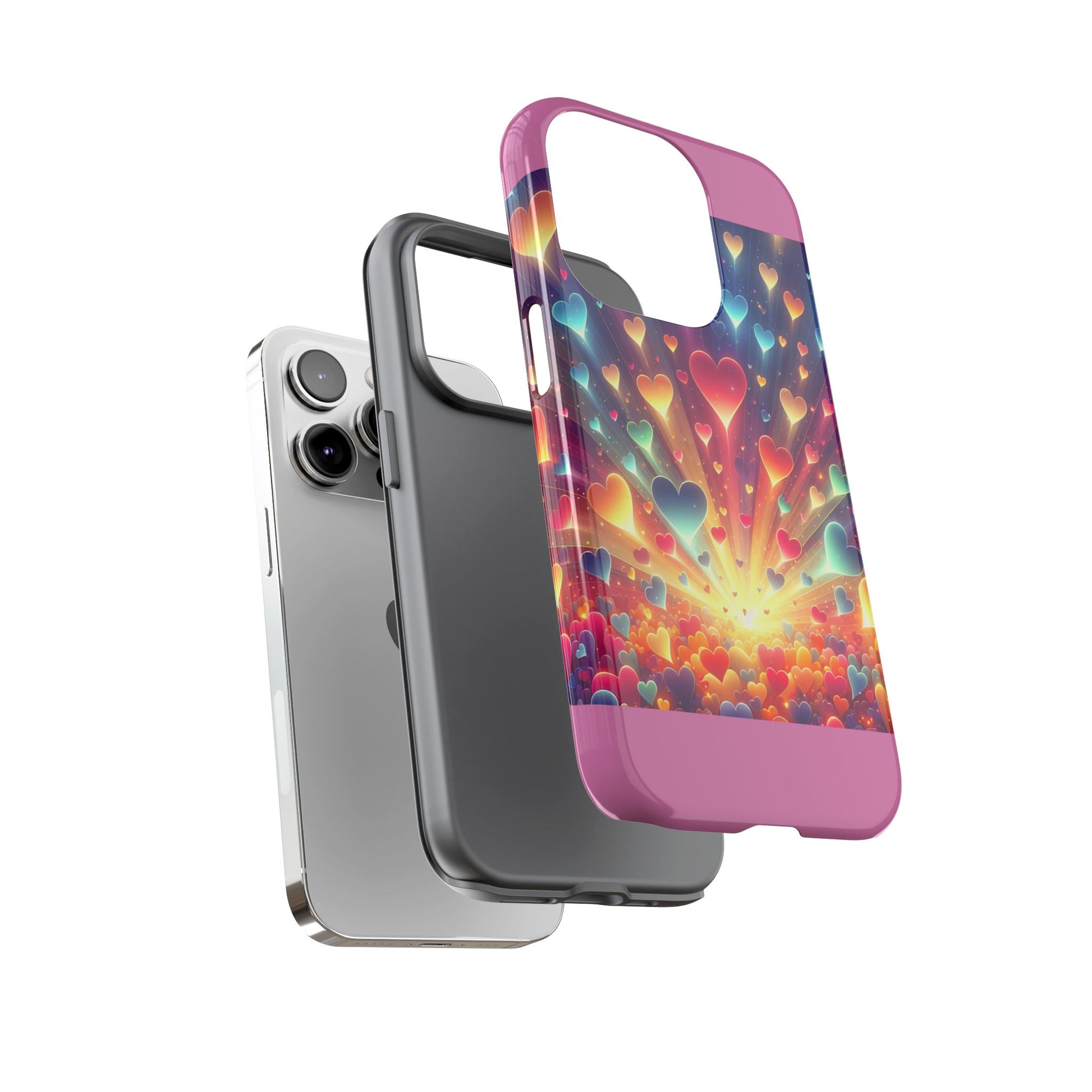 Colorful Love Phone Case, Heart Design, Cute Gift, Smartphone Accessory, Valentine's Day, Birthday Present, Colorful Hearts