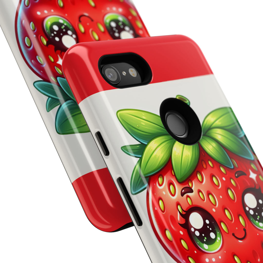 Cute Strawberry iPhone Case, Tough Phone Cases, Stylish Accessories, Fun Design for Kids and Adults, Perfect Gift for All Occasions