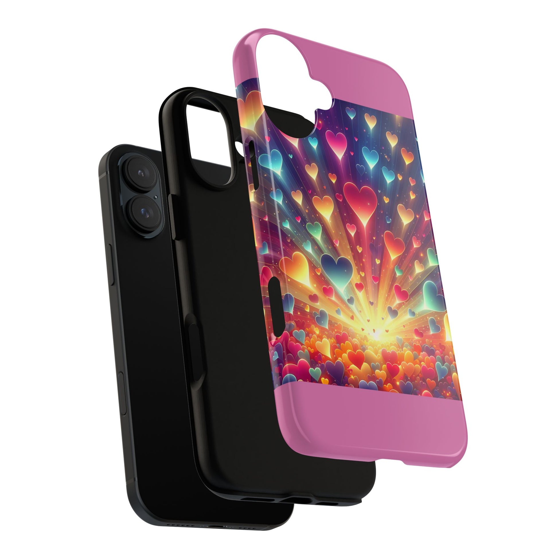 Colorful Love Phone Case, Heart Design, Cute Gift, Smartphone Accessory, Valentine's Day, Birthday Present, Colorful Hearts