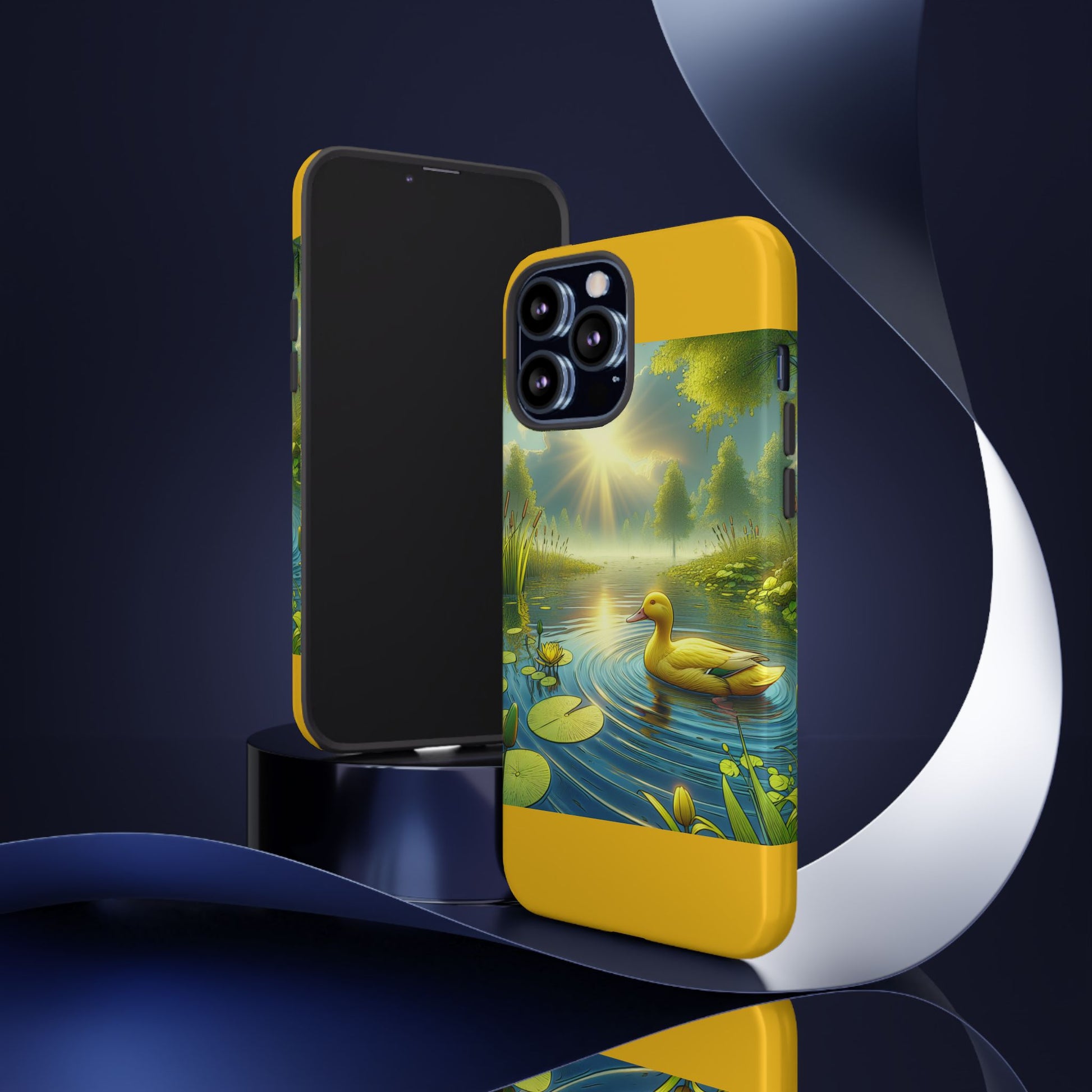 Beautiful Duck Pond Phone Case, Nature Lover Gift, Tough Case, Springtime Accessory, Eco-Friendly Phone Cover, Vibrant Artwork