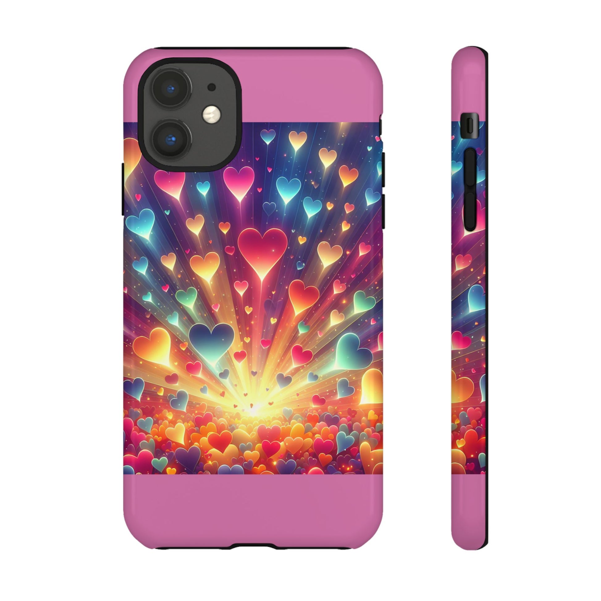 Colorful Love Phone Case, Heart Design, Cute Gift, Smartphone Accessory, Valentine's Day, Birthday Present, Colorful Hearts