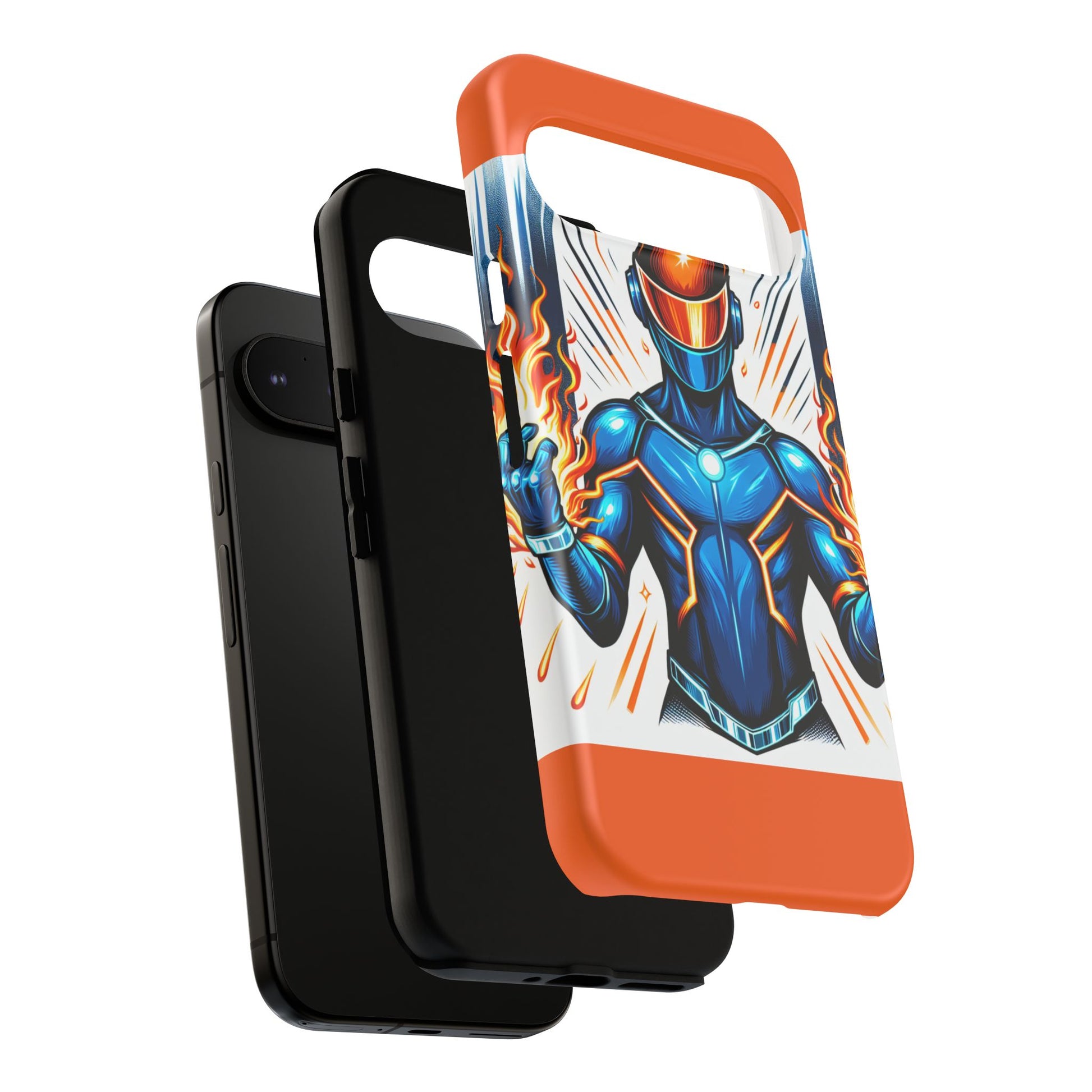 Vibrant Phone Case Featuring Fire-Themed Superhero Design, Durable and Stylish Gift for Gamers, Comic Lovers, and Tech Enthusiasts