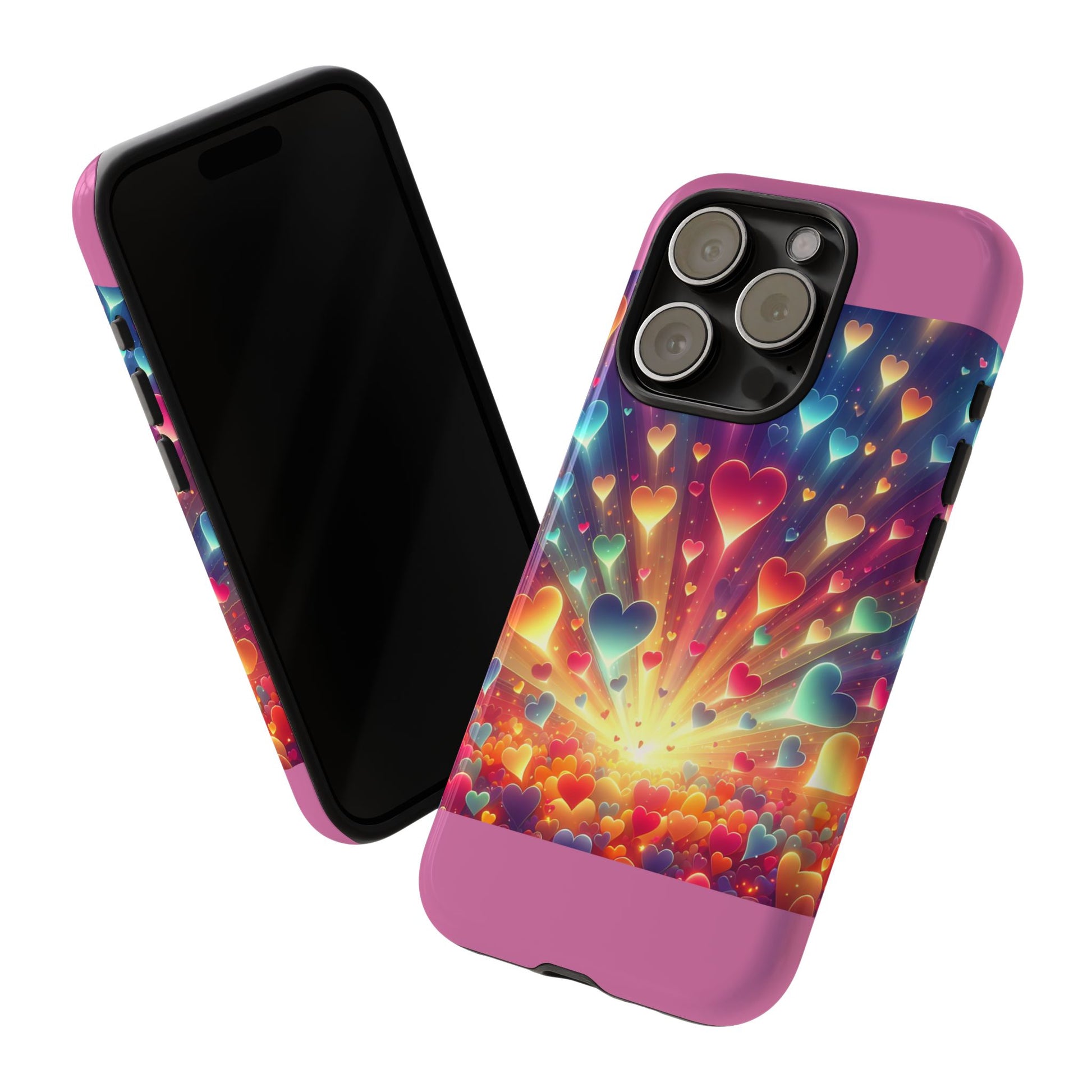 Colorful Love Phone Case, Heart Design, Cute Gift, Smartphone Accessory, Valentine's Day, Birthday Present, Colorful Hearts