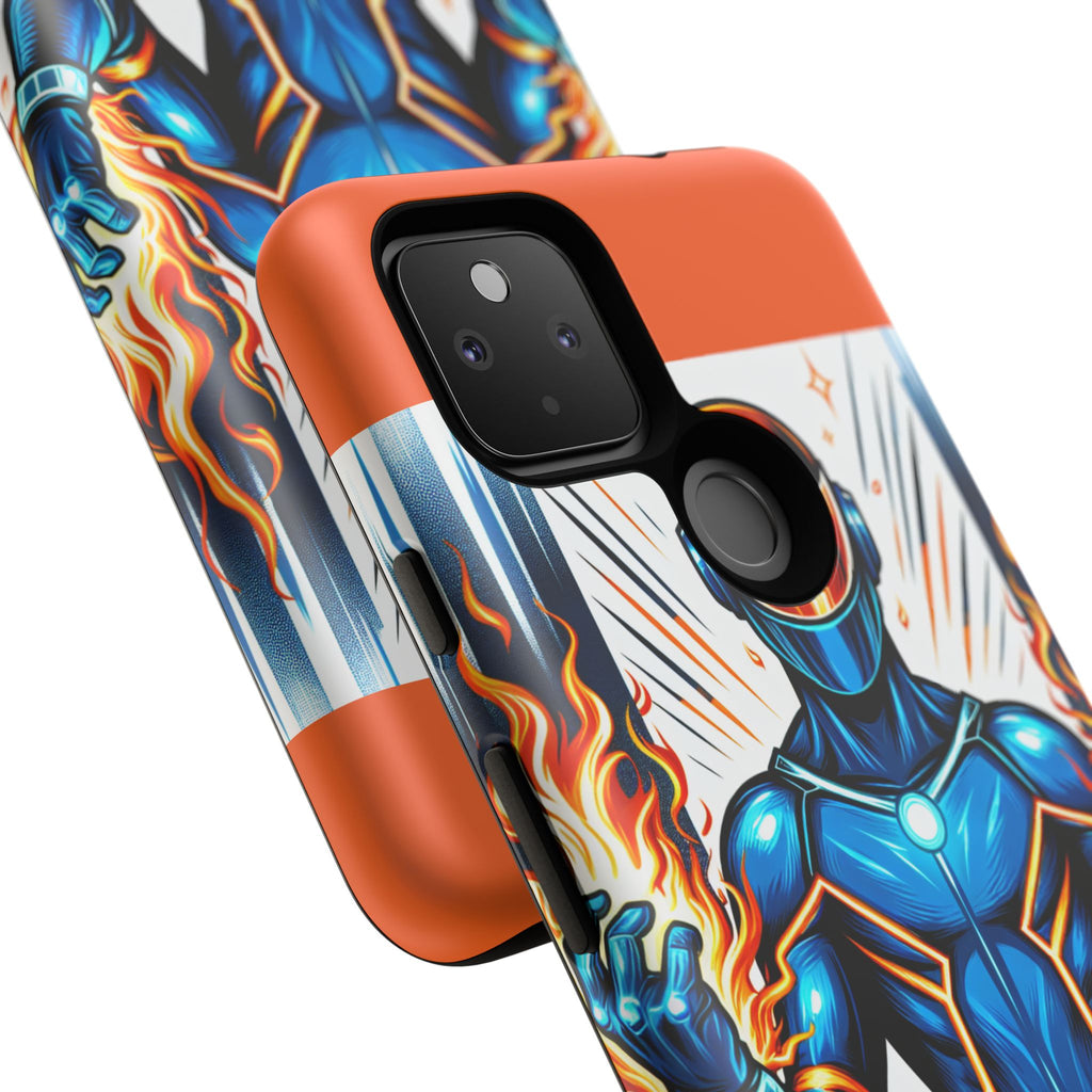 Vibrant Phone Case Featuring Fire-Themed Superhero Design, Durable and Stylish Gift for Gamers, Comic Lovers, and Tech Enthusiasts