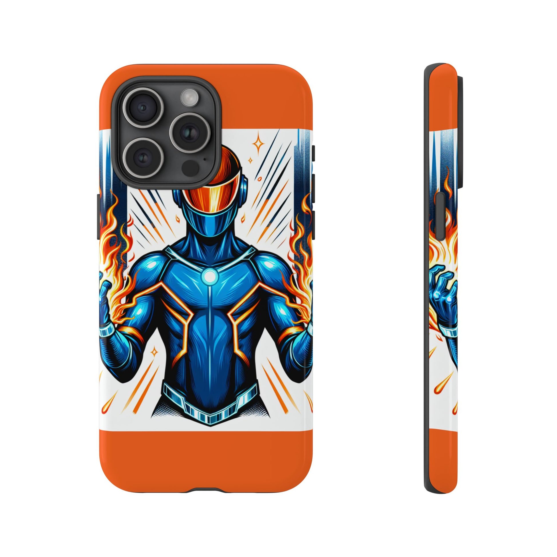 Vibrant Phone Case Featuring Fire-Themed Superhero Design, Durable and Stylish Gift for Gamers, Comic Lovers, and Tech Enthusiasts