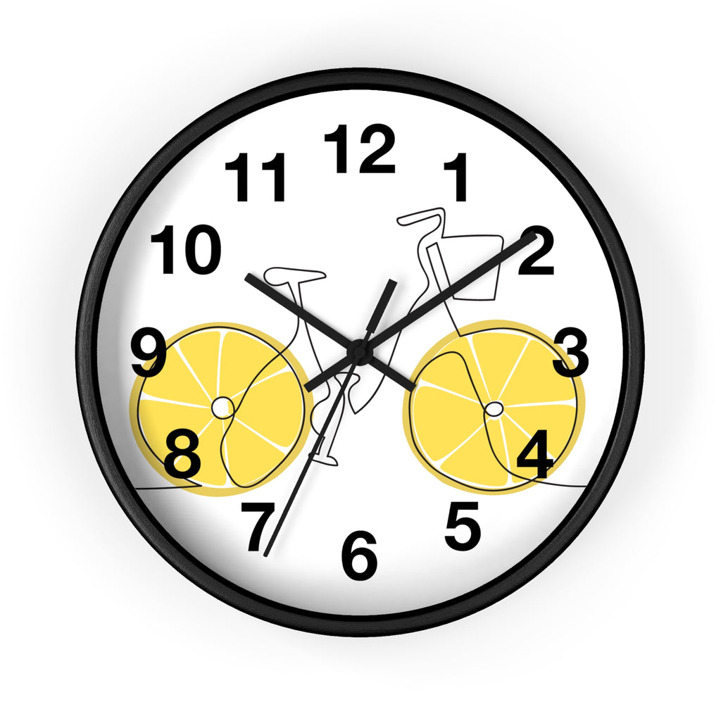 Bicycle & Lemon Decor Clock, Whimsical Wall Clock for Cyclists, Fruit Clock, Home Office Decor, Unique Gift for Bike Lovers