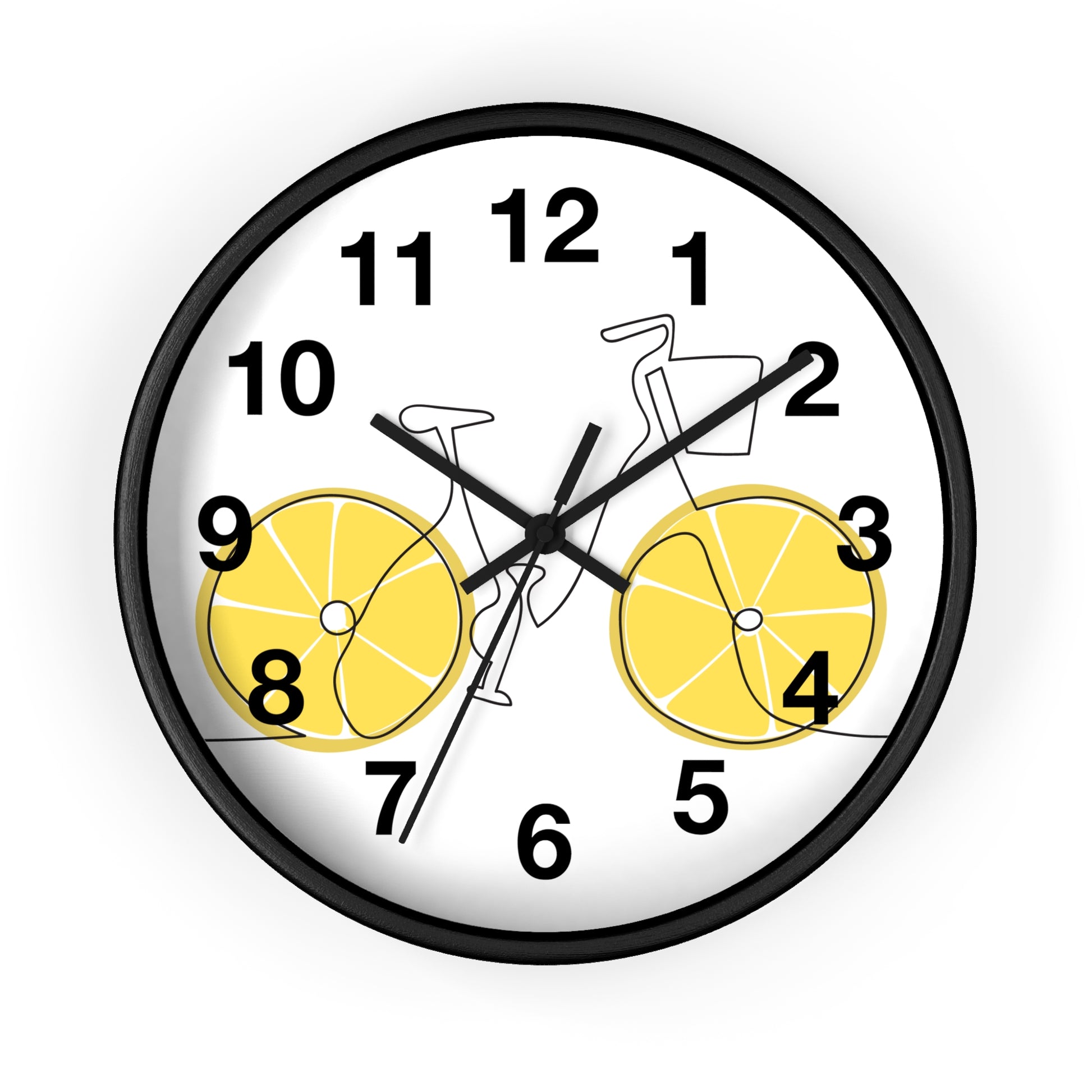 Bicycle & Lemon Decor Clock, Whimsical Wall Clock for Cyclists, Fruit Clock, Home Office Decor, Unique Gift for Bike Lovers