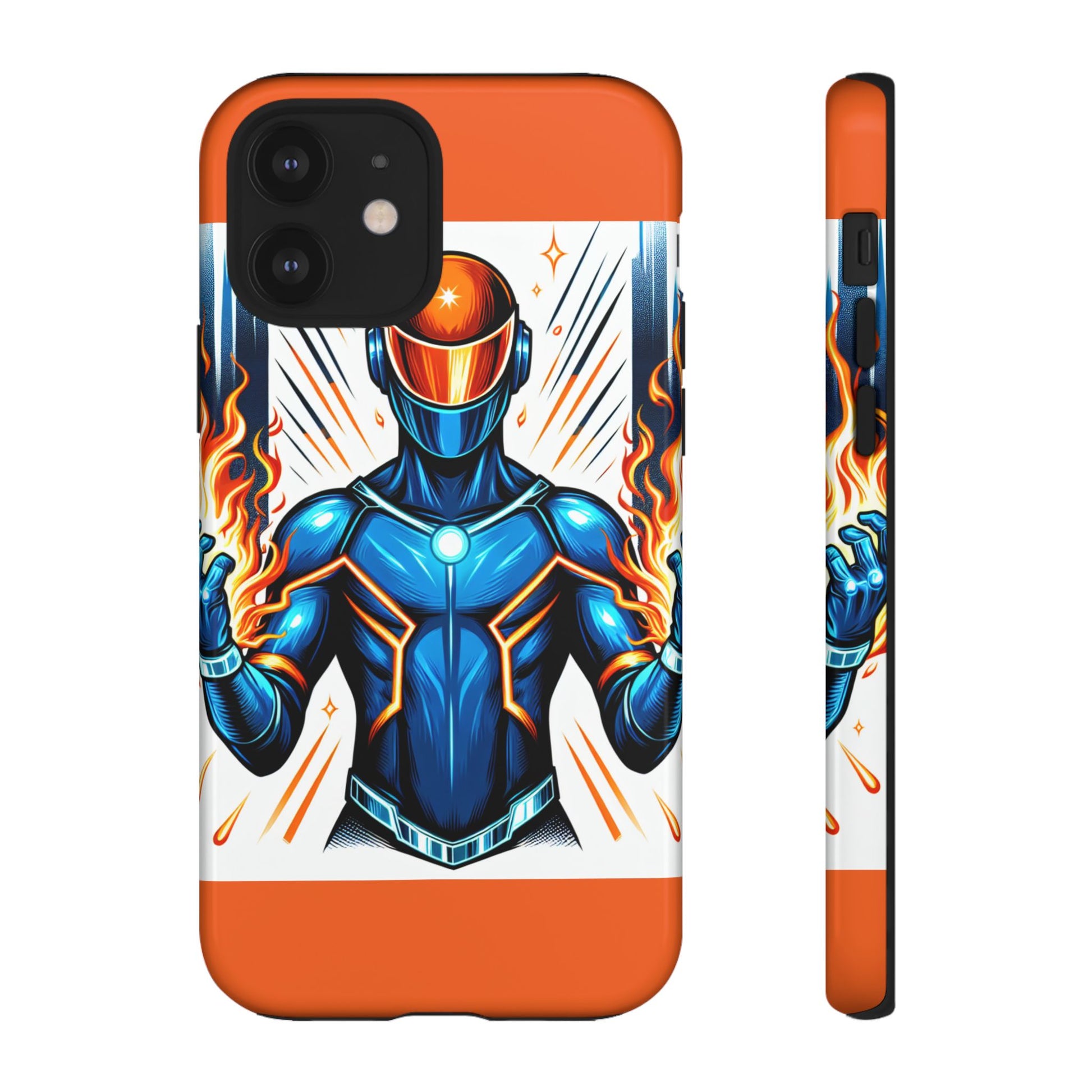Vibrant Phone Case Featuring Fire-Themed Superhero Design, Durable and Stylish Gift for Gamers, Comic Lovers, and Tech Enthusiasts