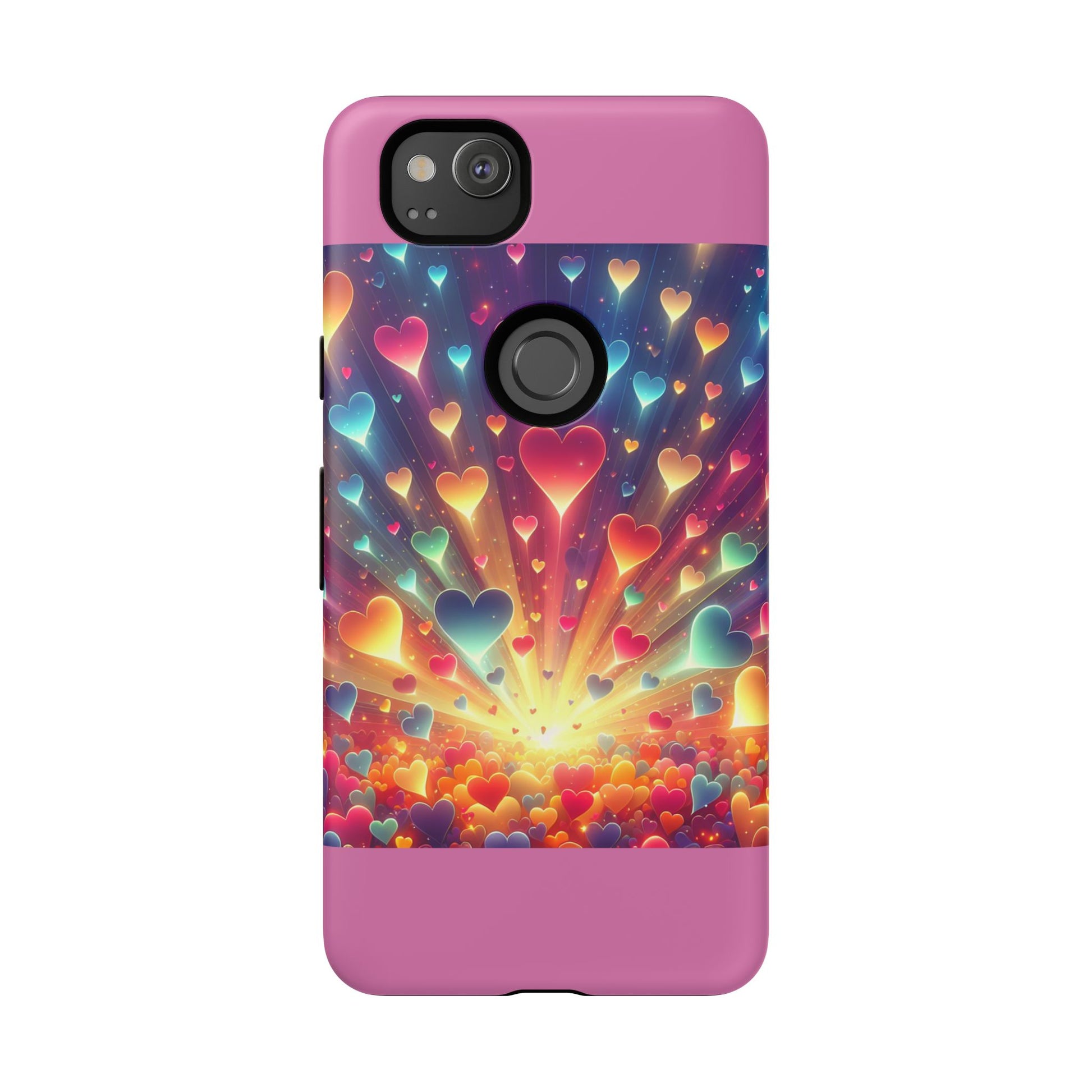 Colorful Love Phone Case, Heart Design, Cute Gift, Smartphone Accessory, Valentine's Day, Birthday Present, Colorful Hearts