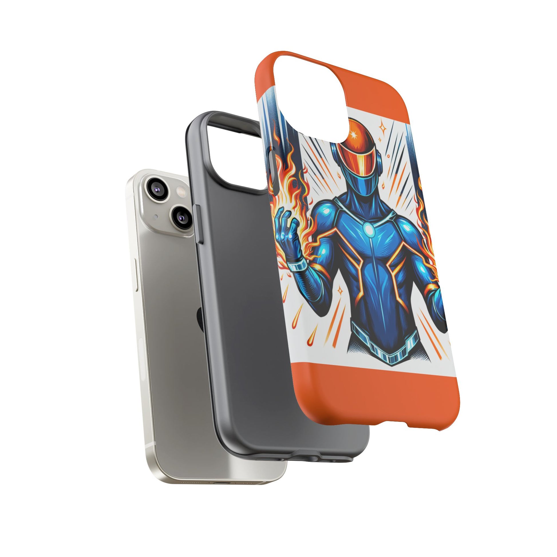 Vibrant Phone Case Featuring Fire-Themed Superhero Design, Durable and Stylish Gift for Gamers, Comic Lovers, and Tech Enthusiasts