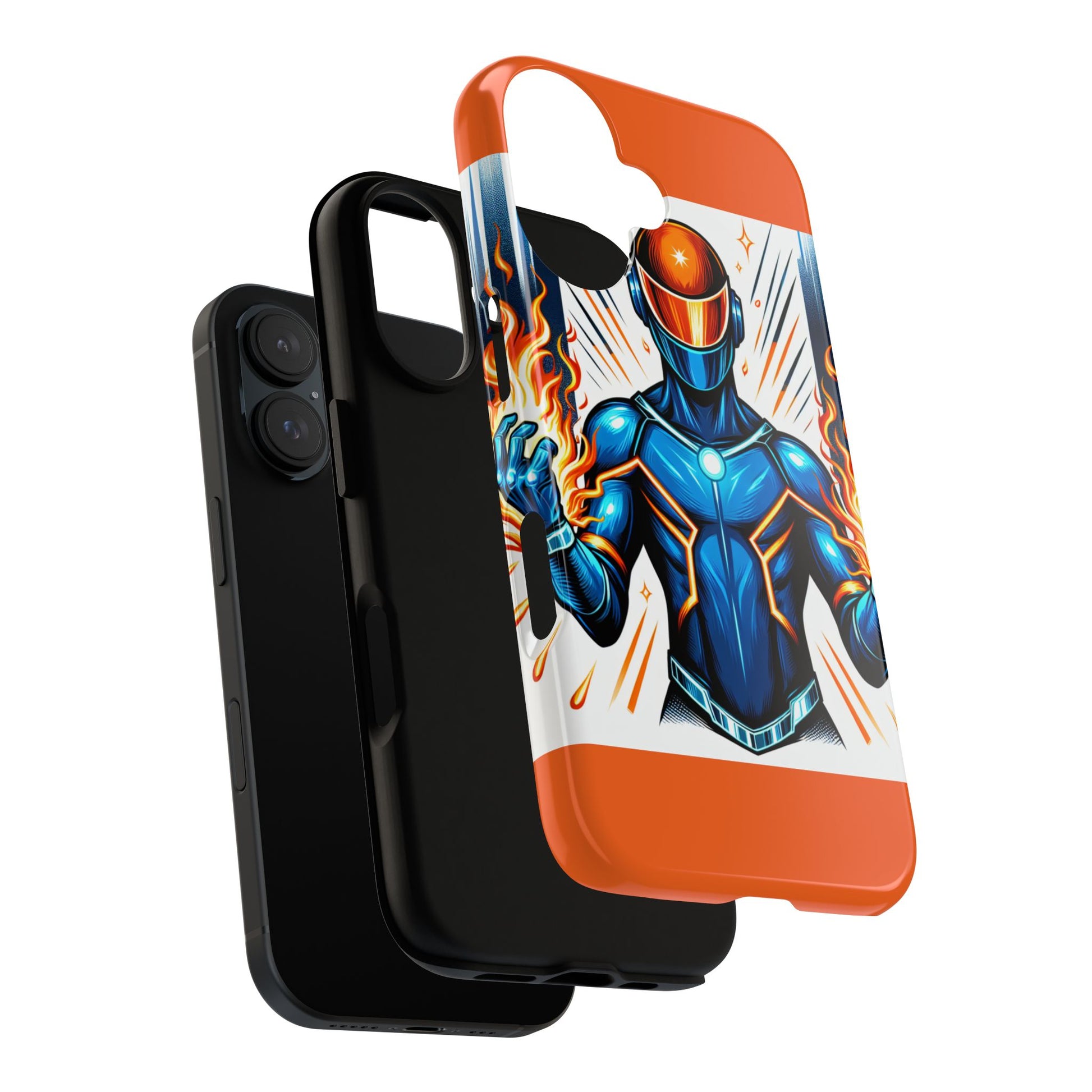 Vibrant Phone Case Featuring Fire-Themed Superhero Design, Durable and Stylish Gift for Gamers, Comic Lovers, and Tech Enthusiasts
