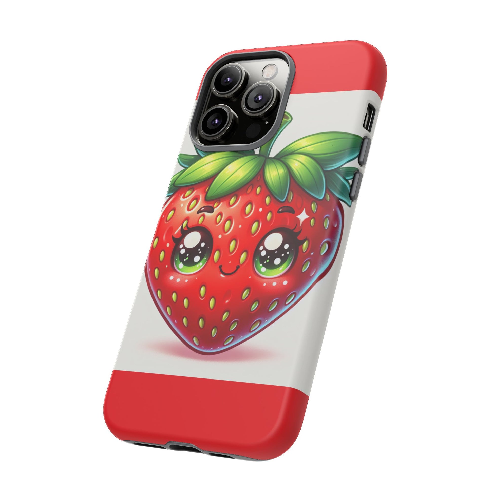 Cute Strawberry iPhone Case, Tough Phone Cases, Stylish Accessories, Fun Design for Kids and Adults, Perfect Gift for All Occasions