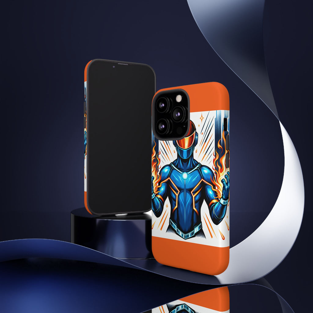 Vibrant Phone Case Featuring Fire-Themed Superhero Design, Durable and Stylish Gift for Gamers, Comic Lovers, and Tech Enthusiasts