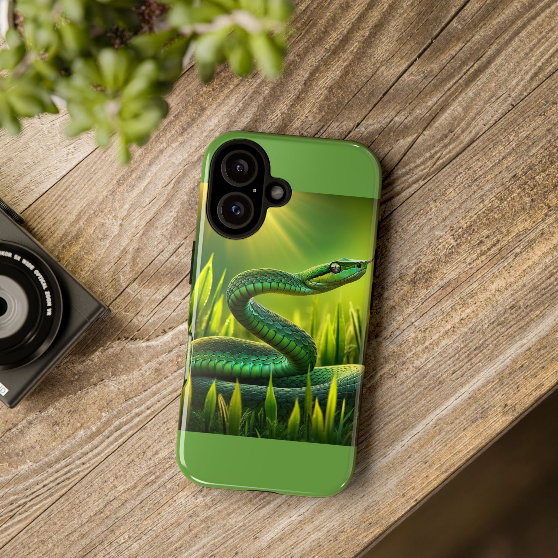 Green Snake Phone Case, Tough Cases, Wildlife Phone Cover, Nature Lover Gift, Eco-Friendly Accessory, Unique Phone Protection