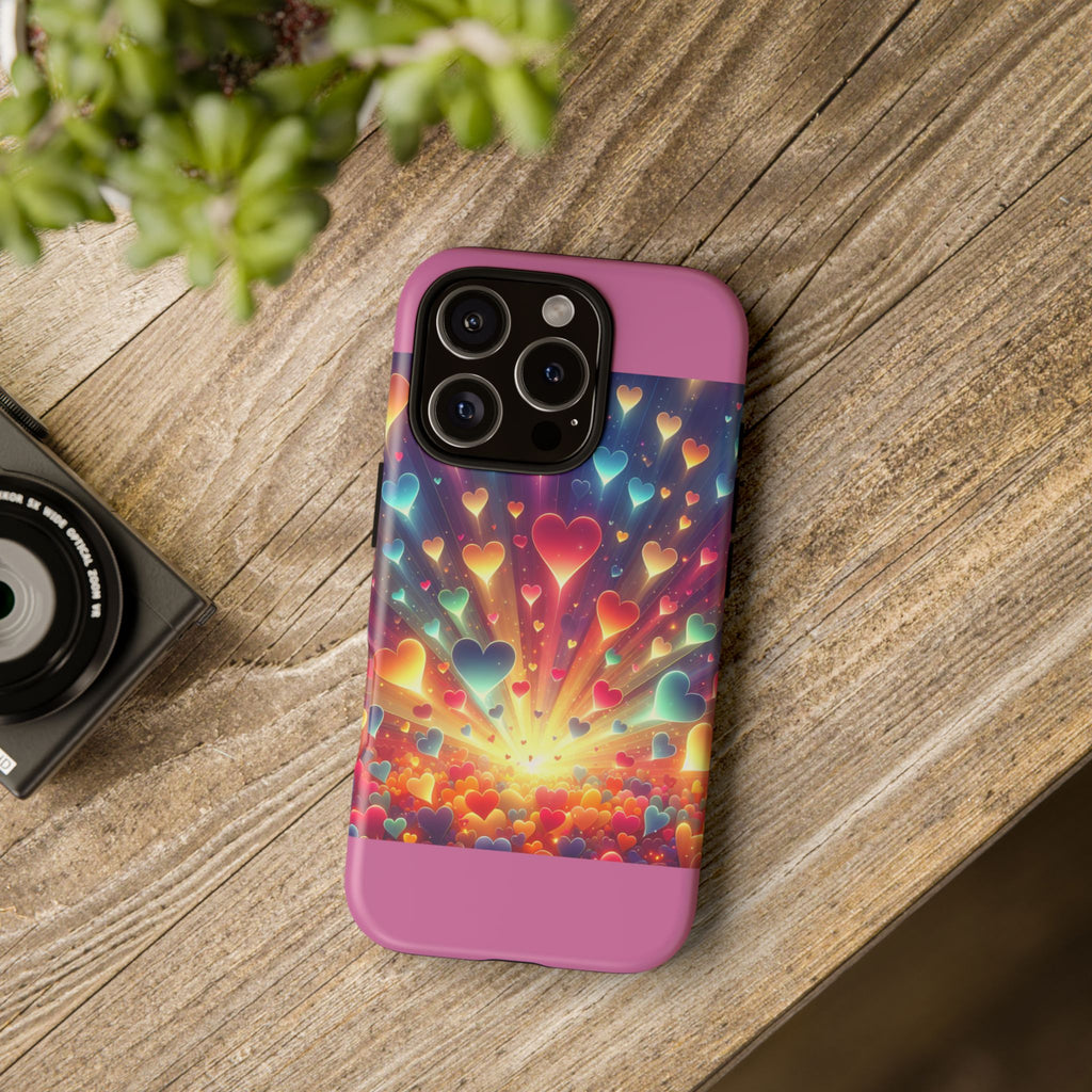 Colorful Love Phone Case, Heart Design, Cute Gift, Smartphone Accessory, Valentine's Day, Birthday Present, Colorful Hearts