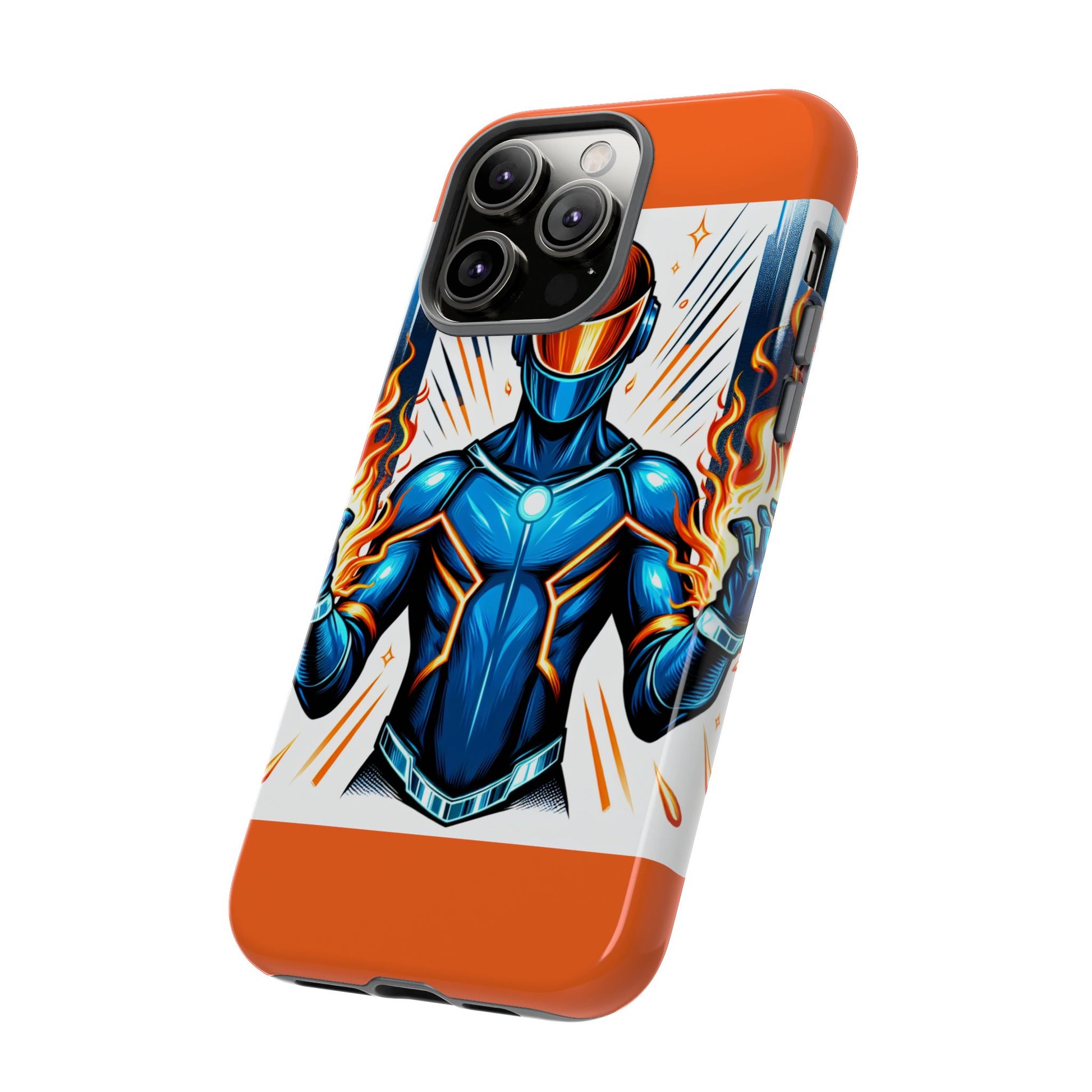 Vibrant Phone Case Featuring Fire-Themed Superhero Design, Durable and Stylish Gift for Gamers, Comic Lovers, and Tech Enthusiasts