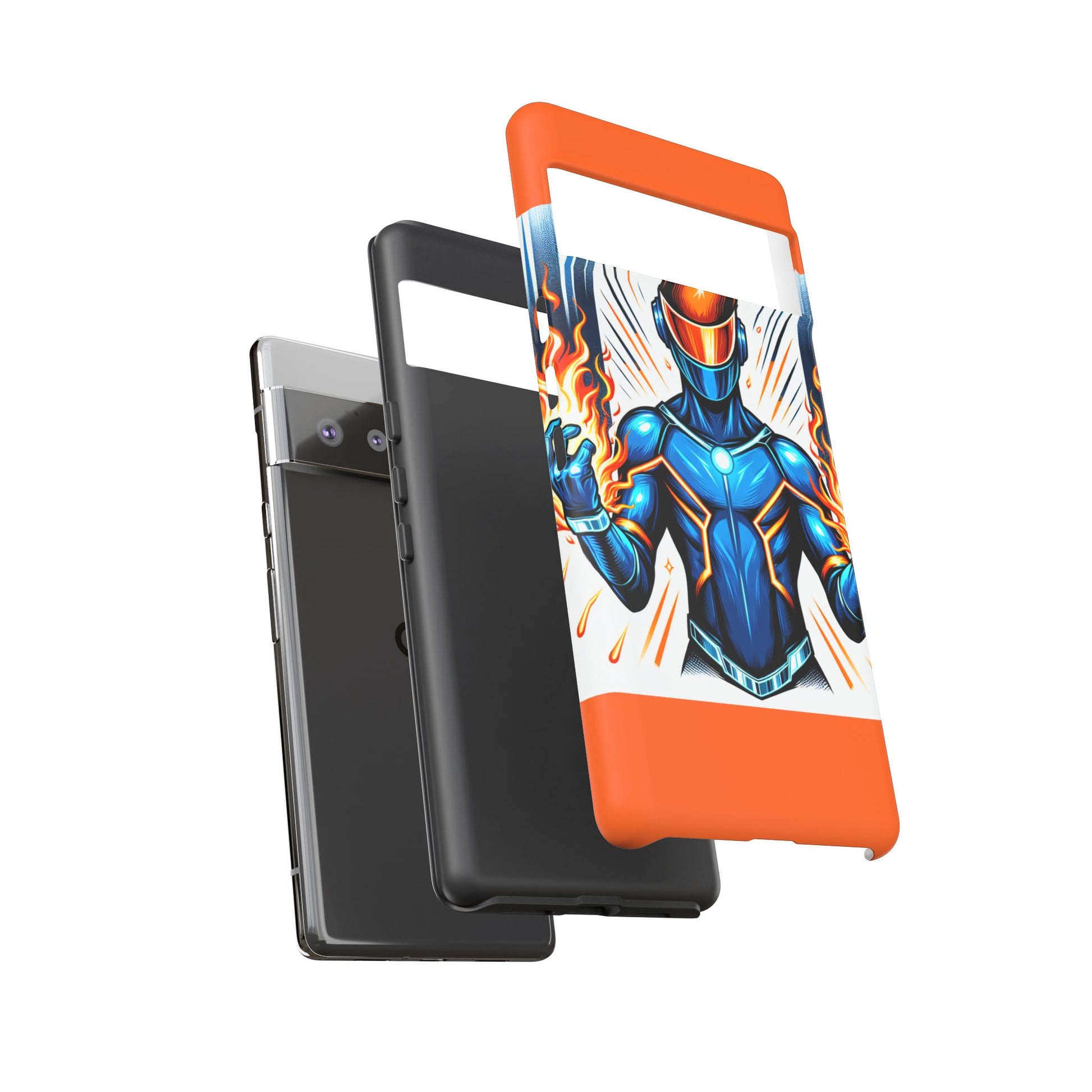 Vibrant Phone Case Featuring Fire-Themed Superhero Design, Durable and Stylish Gift for Gamers, Comic Lovers, and Tech Enthusiasts