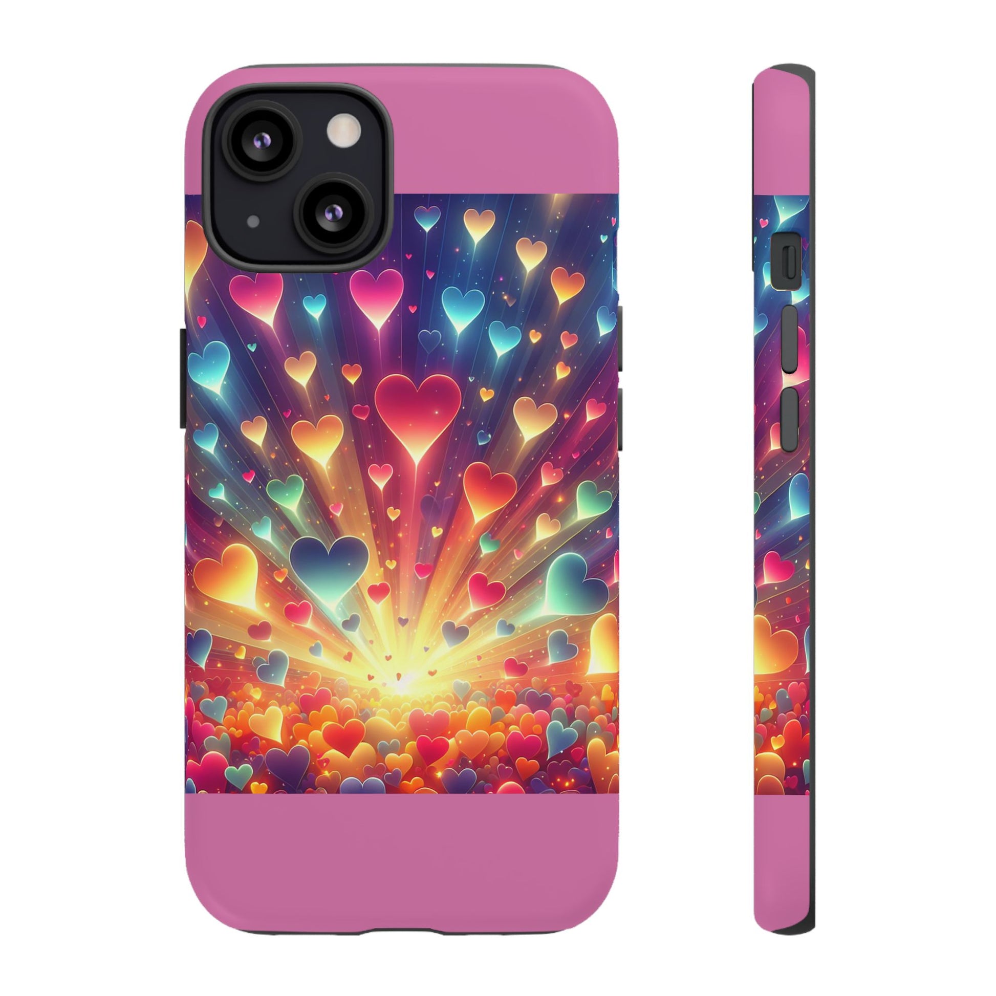 Colorful Love Phone Case, Heart Design, Cute Gift, Smartphone Accessory, Valentine's Day, Birthday Present, Colorful Hearts