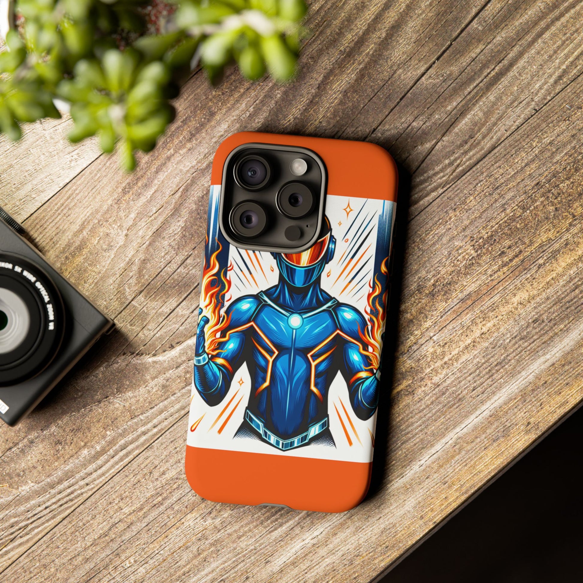 Vibrant Phone Case Featuring Fire-Themed Superhero Design, Durable and Stylish Gift for Gamers, Comic Lovers, and Tech Enthusiasts
