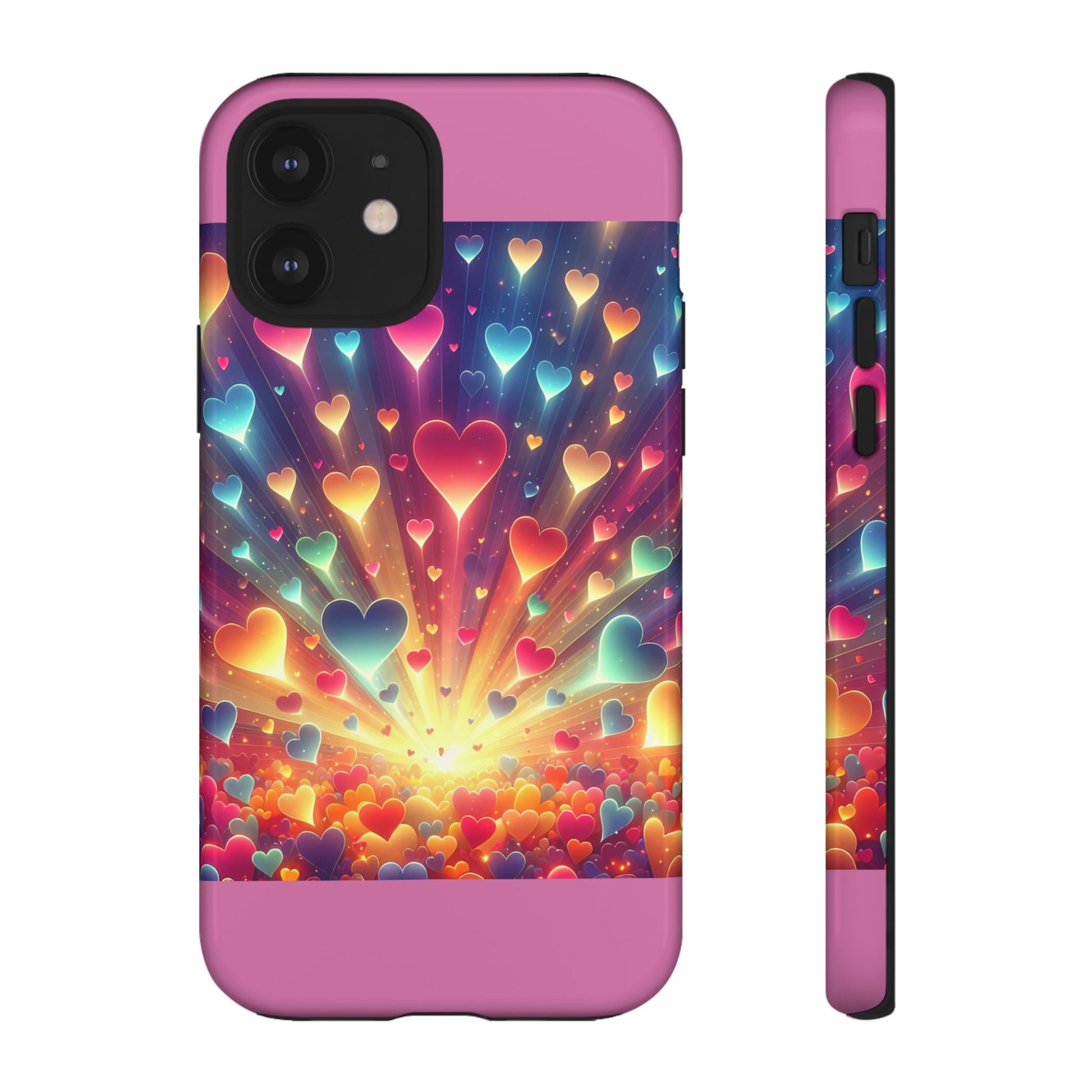 Colorful Love Phone Case, Heart Design, Cute Gift, Smartphone Accessory, Valentine's Day, Birthday Present, Colorful Hearts
