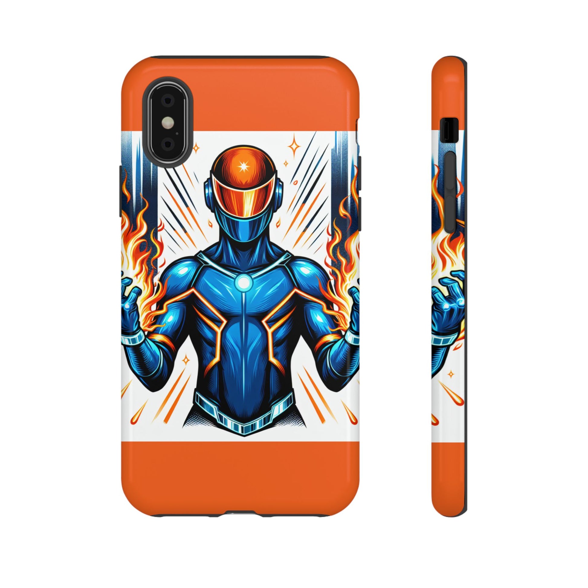 Vibrant Phone Case Featuring Fire-Themed Superhero Design, Durable and Stylish Gift for Gamers, Comic Lovers, and Tech Enthusiasts