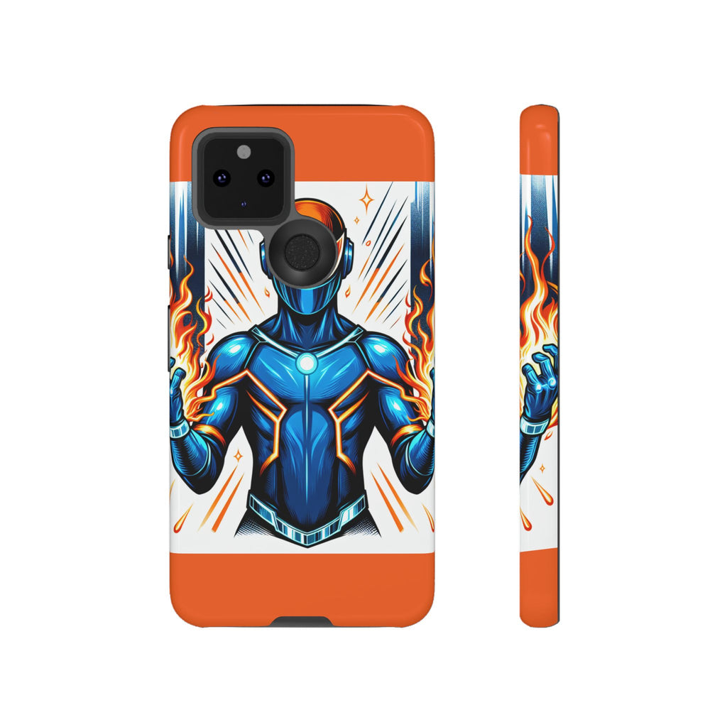 Vibrant Phone Case Featuring Fire-Themed Superhero Design, Durable and Stylish Gift for Gamers, Comic Lovers, and Tech Enthusiasts