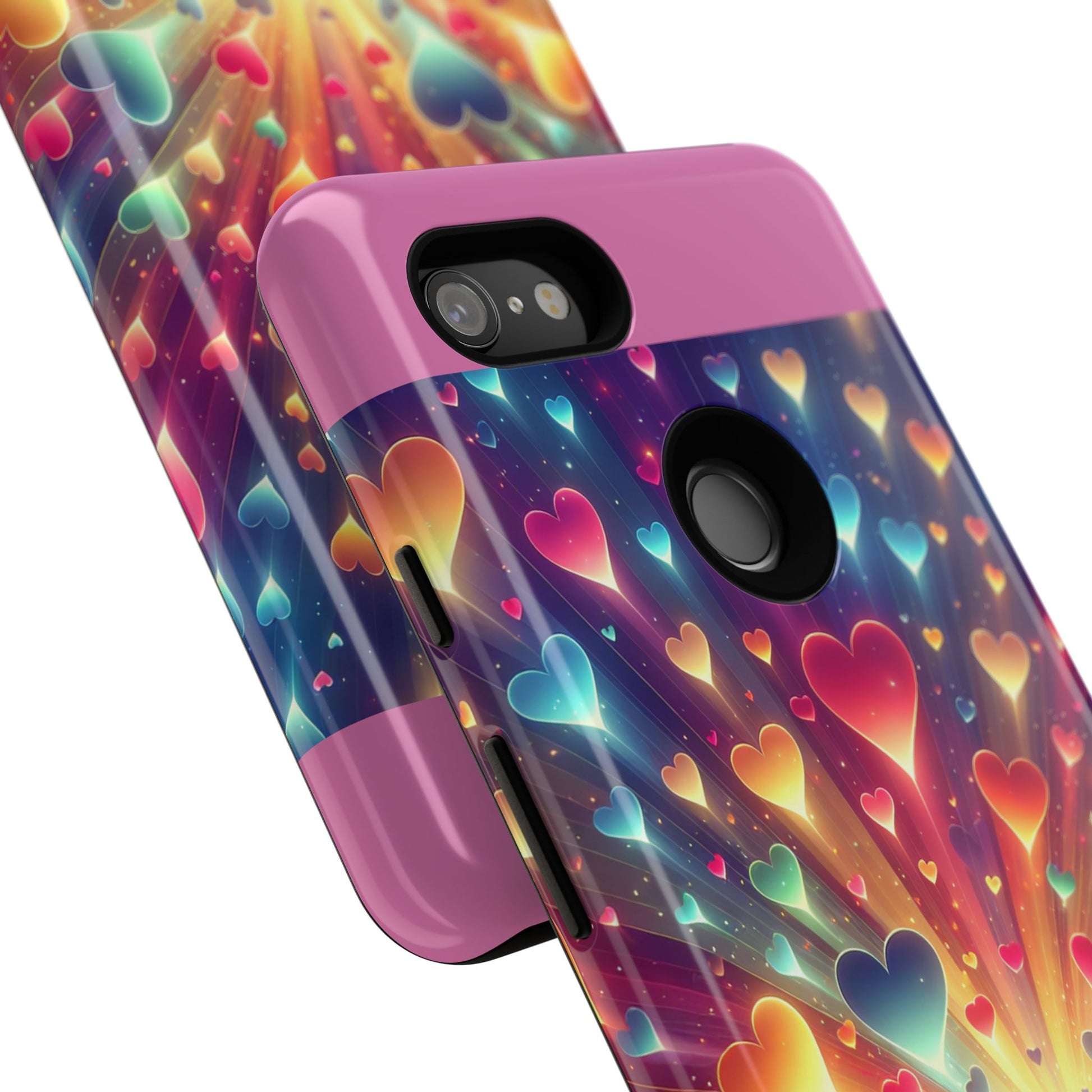 Colorful Love Phone Case, Heart Design, Cute Gift, Smartphone Accessory, Valentine's Day, Birthday Present, Colorful Hearts
