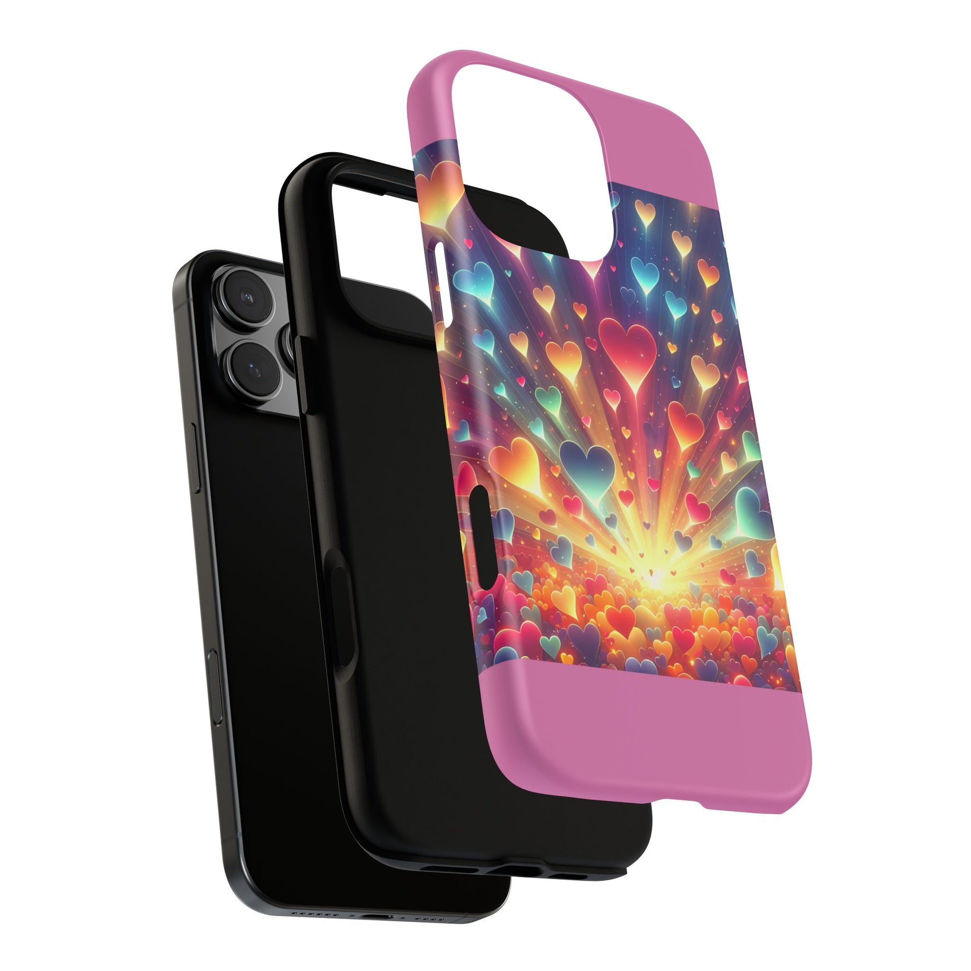 Colorful Love Phone Case, Heart Design, Cute Gift, Smartphone Accessory, Valentine's Day, Birthday Present, Colorful Hearts