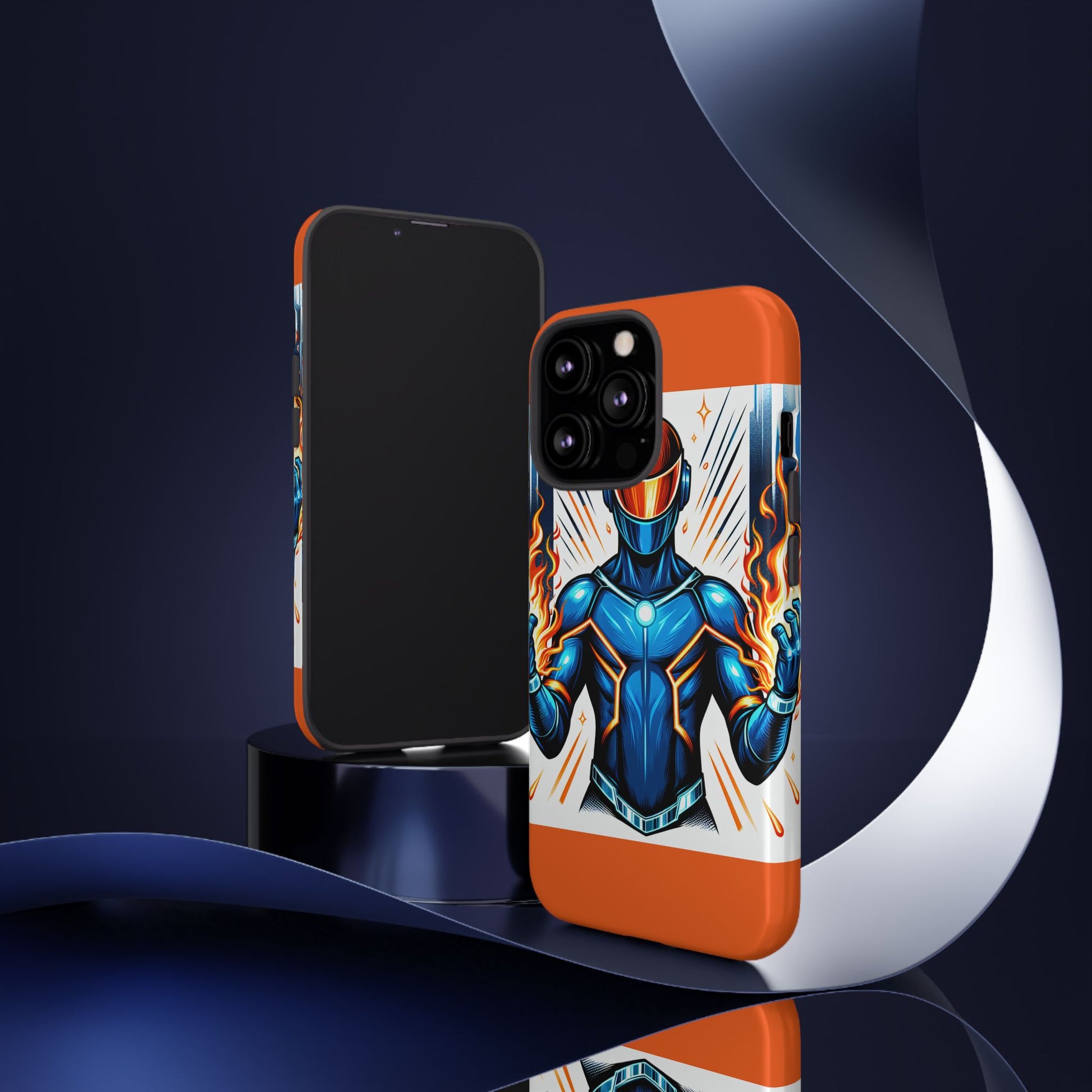 Vibrant Phone Case Featuring Fire-Themed Superhero Design, Durable and Stylish Gift for Gamers, Comic Lovers, and Tech Enthusiasts