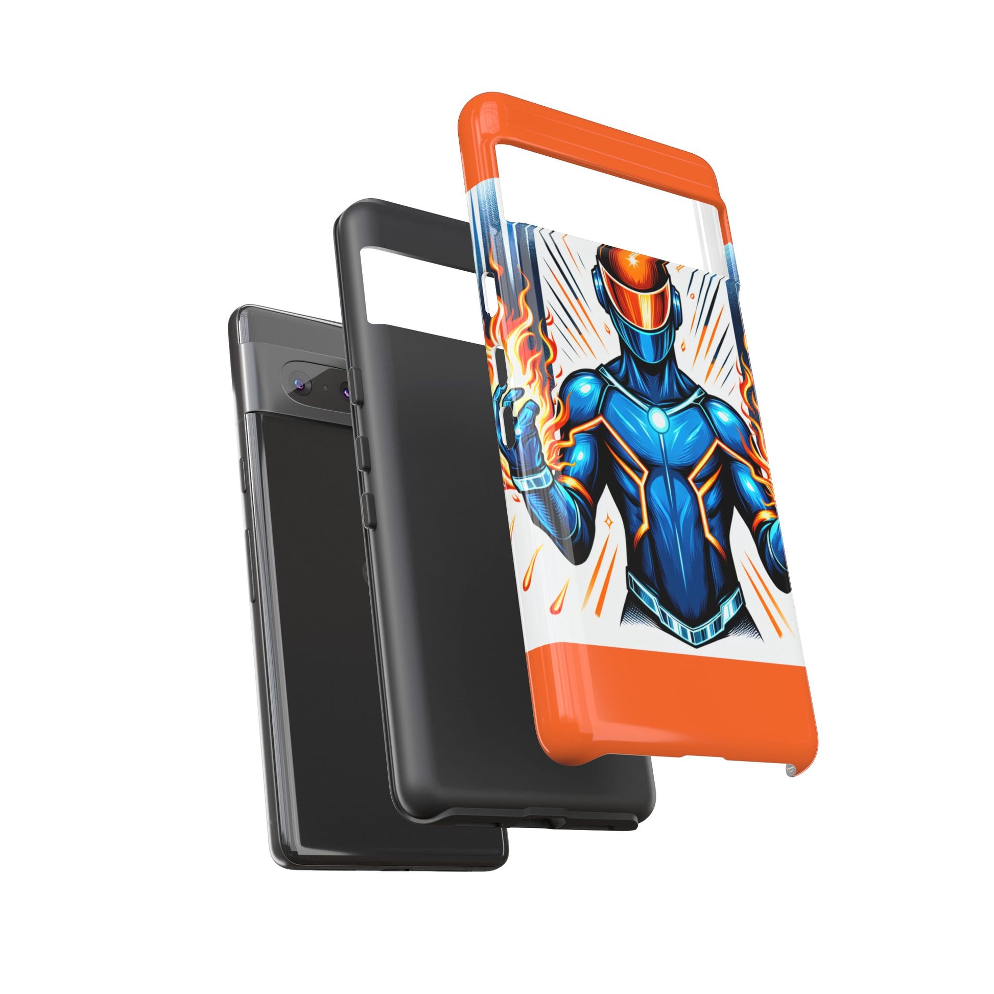 Vibrant Phone Case Featuring Fire-Themed Superhero Design, Durable and Stylish Gift for Gamers, Comic Lovers, and Tech Enthusiasts