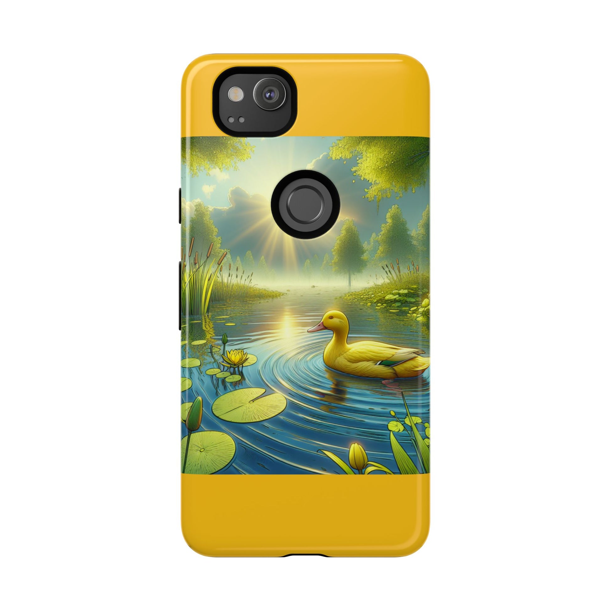 Beautiful Duck Pond Phone Case, Nature Lover Gift, Tough Case, Springtime Accessory, Eco-Friendly Phone Cover, Vibrant Artwork