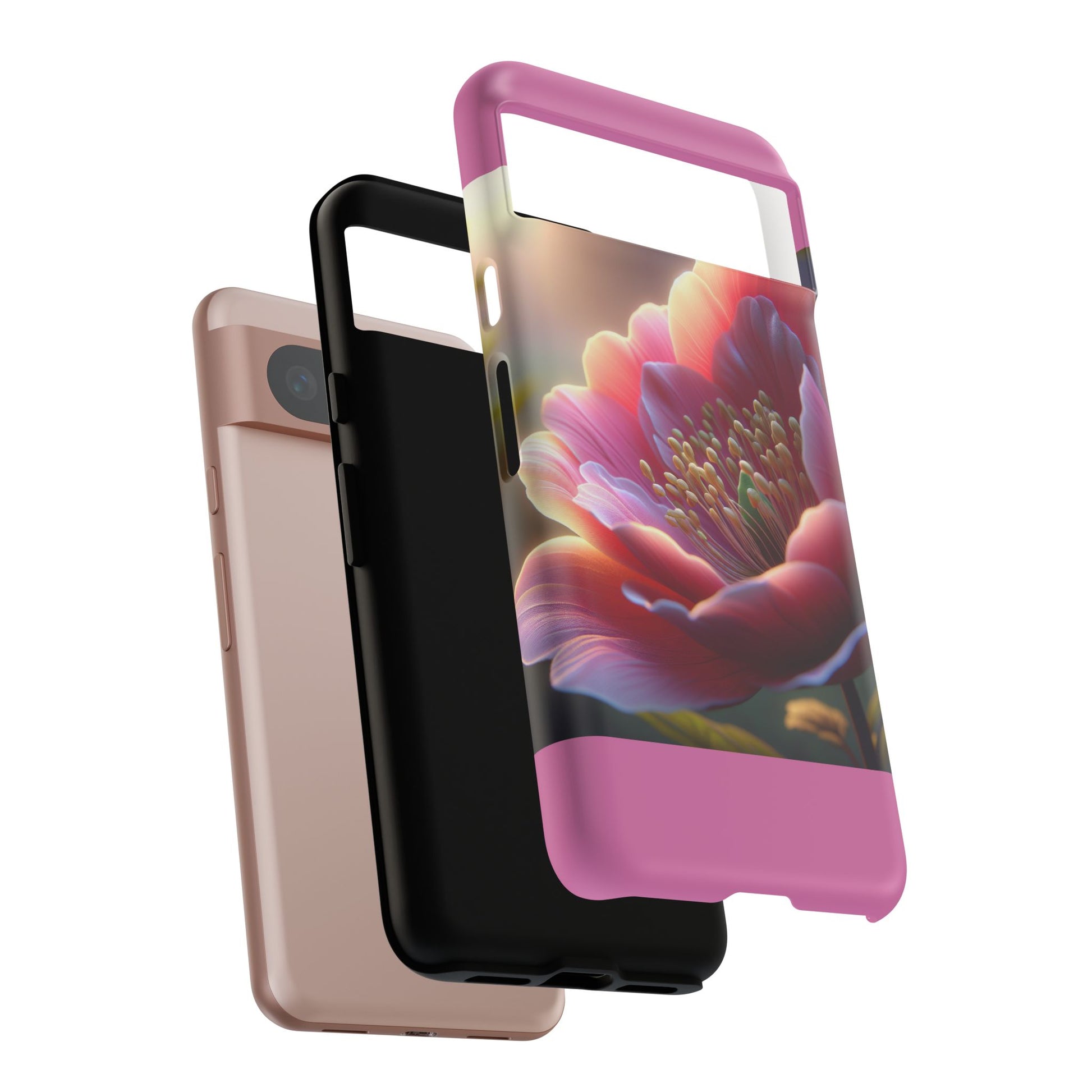 Pink Floral Phone Case, Tough Cases, Floral Design, Phone Accessory Gift, Nature Inspired, Trendy Tech Case