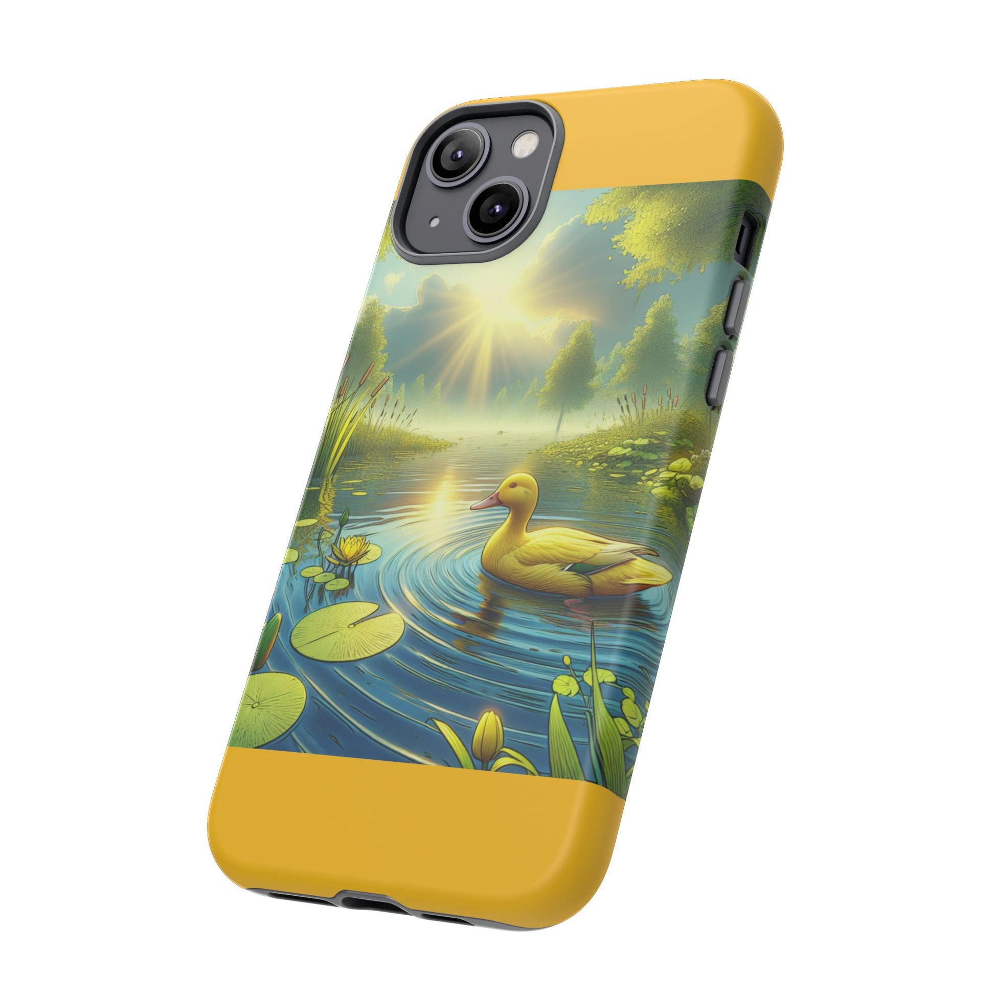 Beautiful Duck Pond Phone Case, Nature Lover Gift, Tough Case, Springtime Accessory, Eco-Friendly Phone Cover, Vibrant Artwork