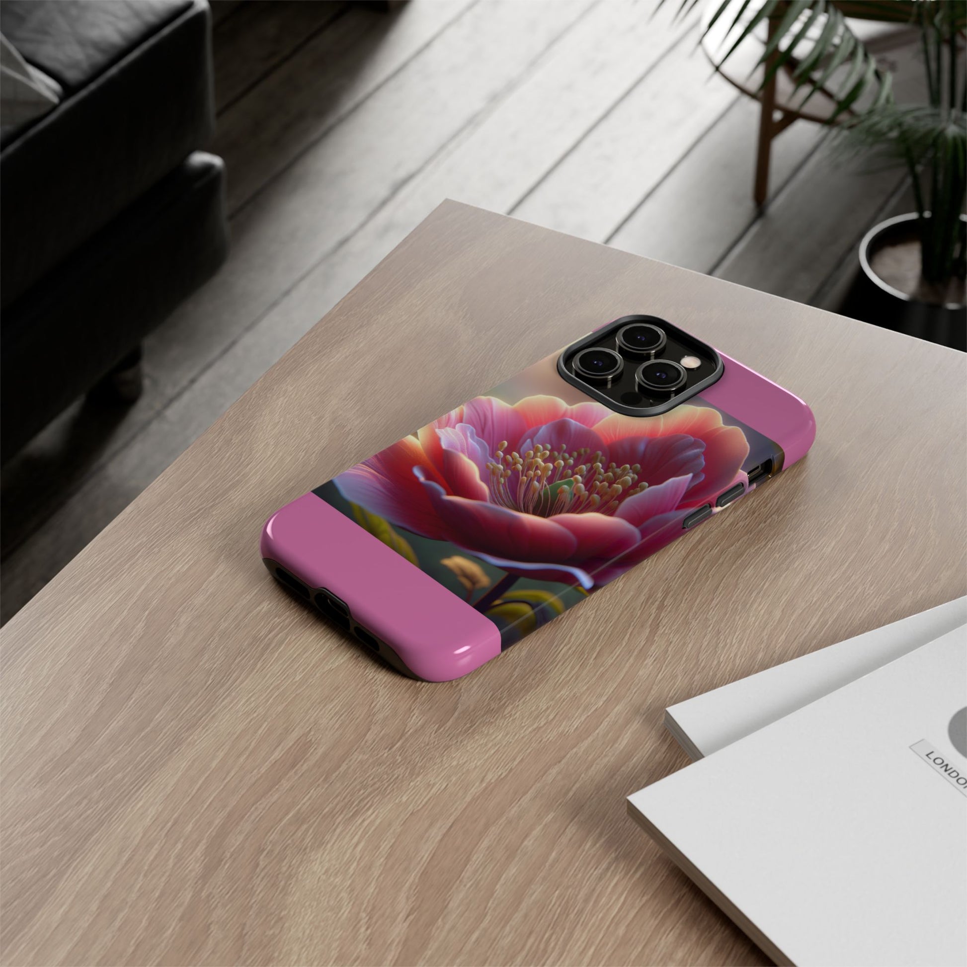 Pink Floral Phone Case, Tough Cases, Floral Design, Phone Accessory Gift, Nature Inspired, Trendy Tech Case